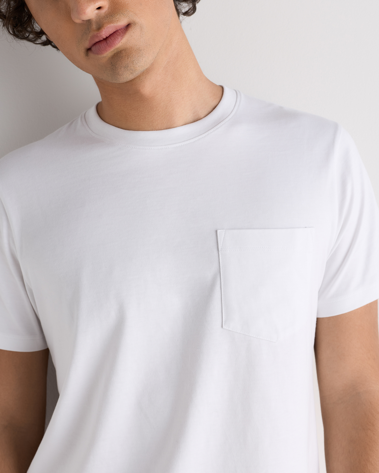 Men's 100% Pima Cotton Luxe Touch Pocket Tee in White
