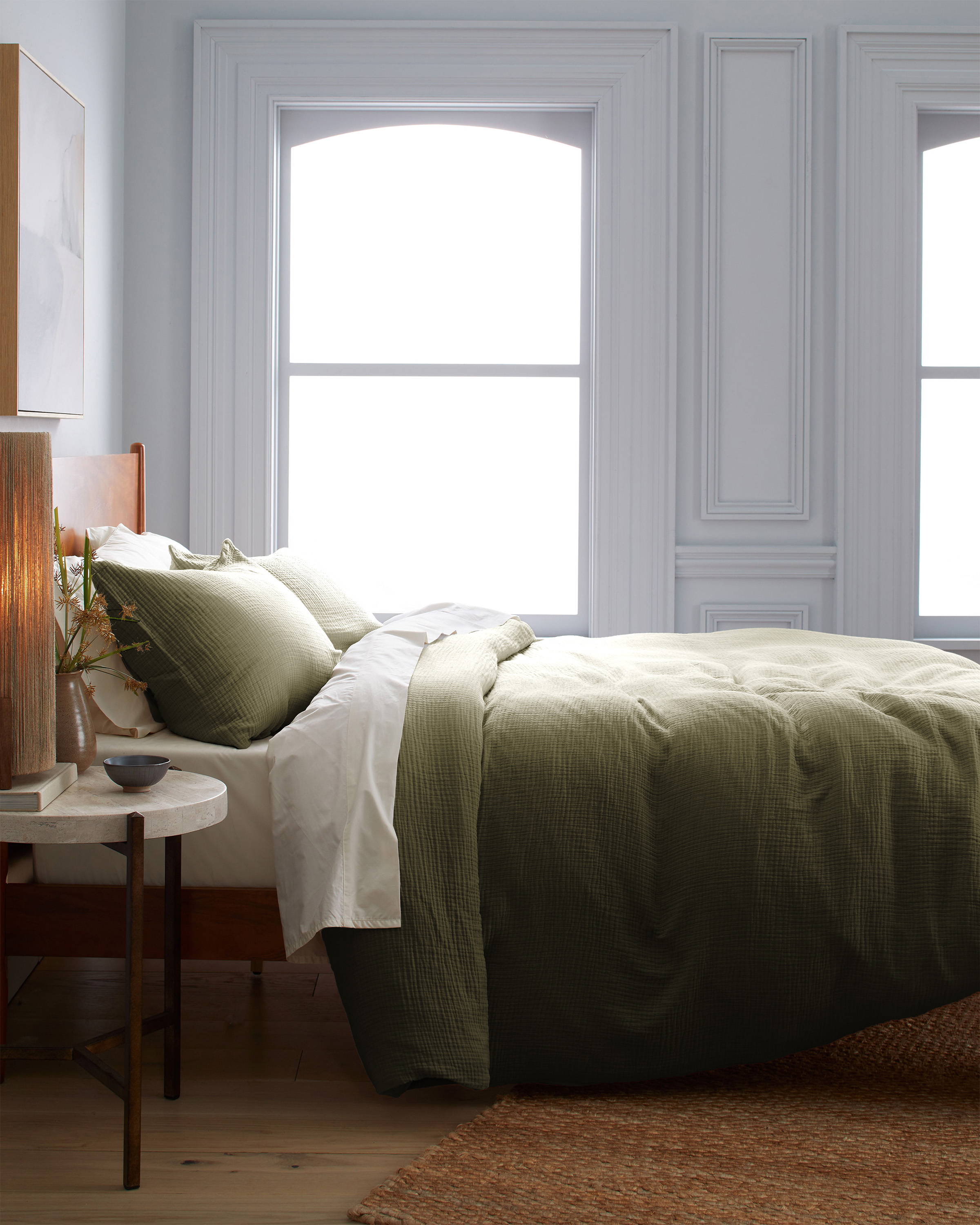 Olive Organic Airy Gauze Duvet Cover