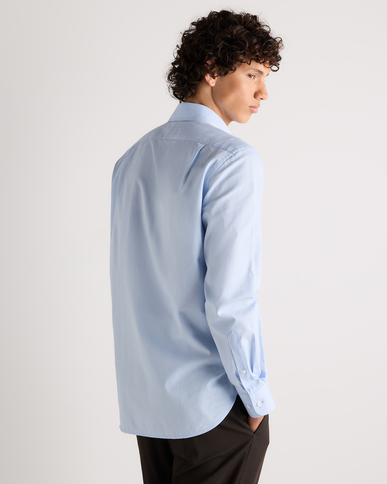 tailored slim cotton-cashmere dress shirt Banana Republic Blue Texture Tailored Slim Fit Blue Cotton Cashmere Shirt S  $120