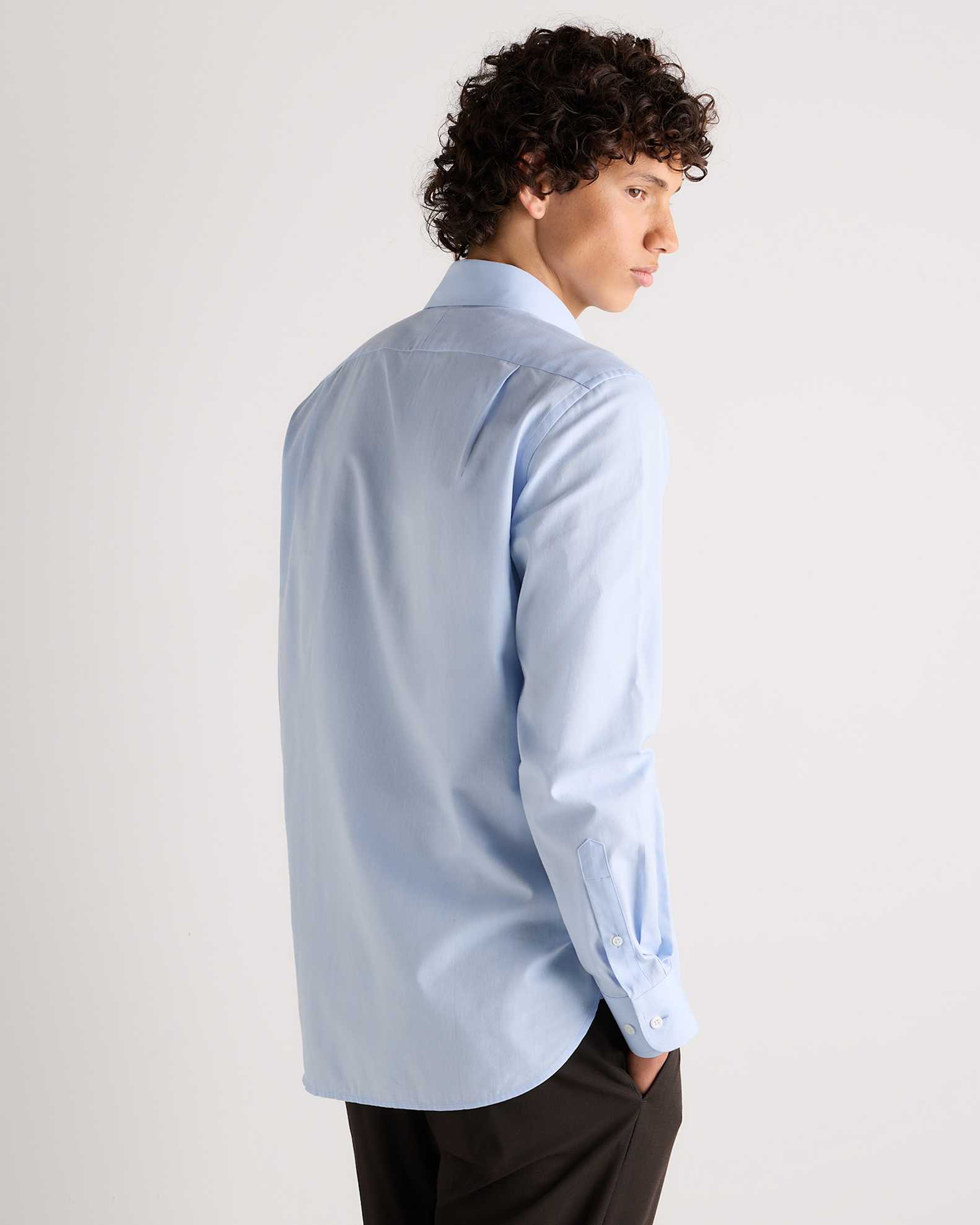 tailored slim cotton-cashmere dress shirt Banana Republic Blue Texture Tailored Slim Fit Blue Cotton Cashmere Shirt S $120