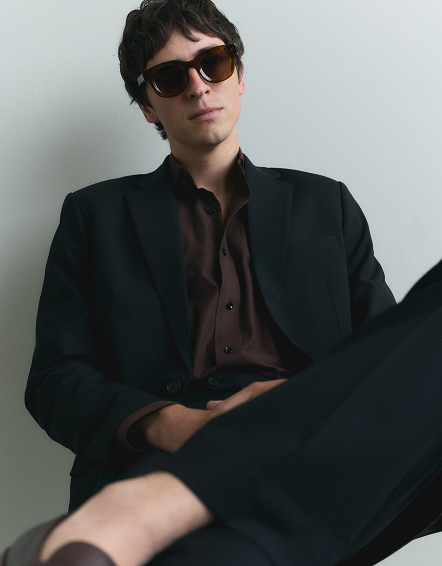 Black Stretch Wool Blazer