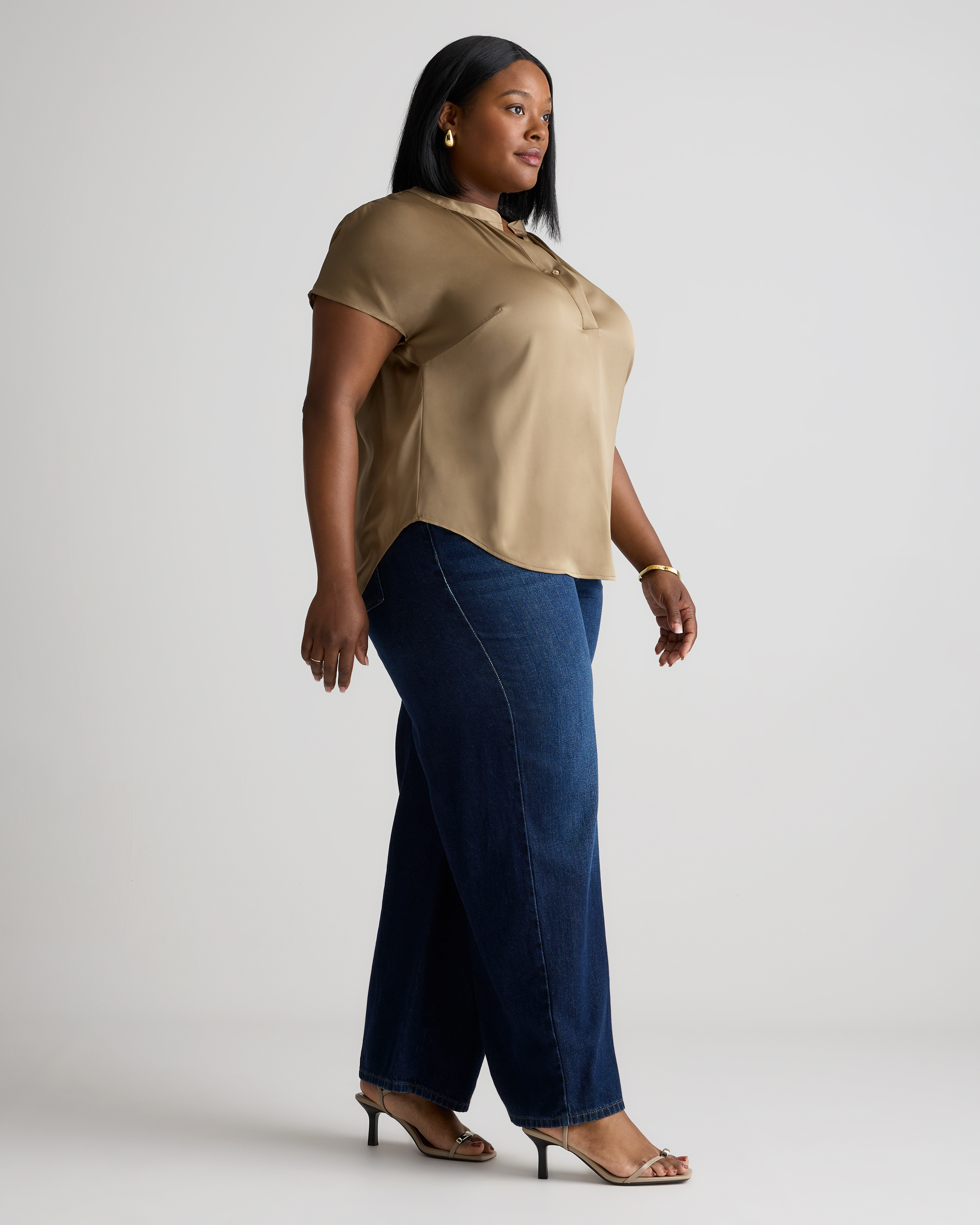 Washable Stretch Silk Dolman Sleeve Blouse - Plus Size in Dogwood