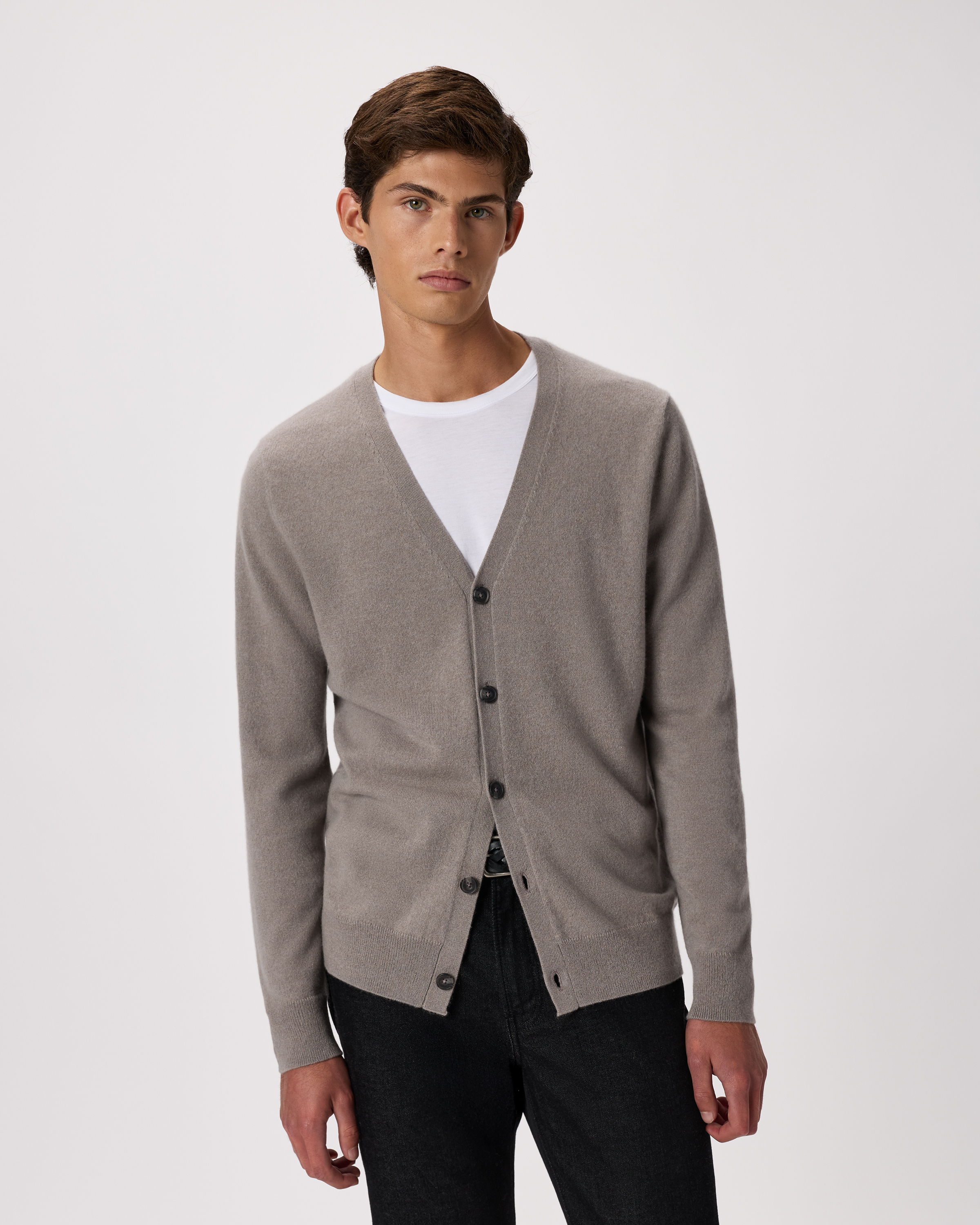 Morel Grey Mongolian Cashmere Cardigan Sweater