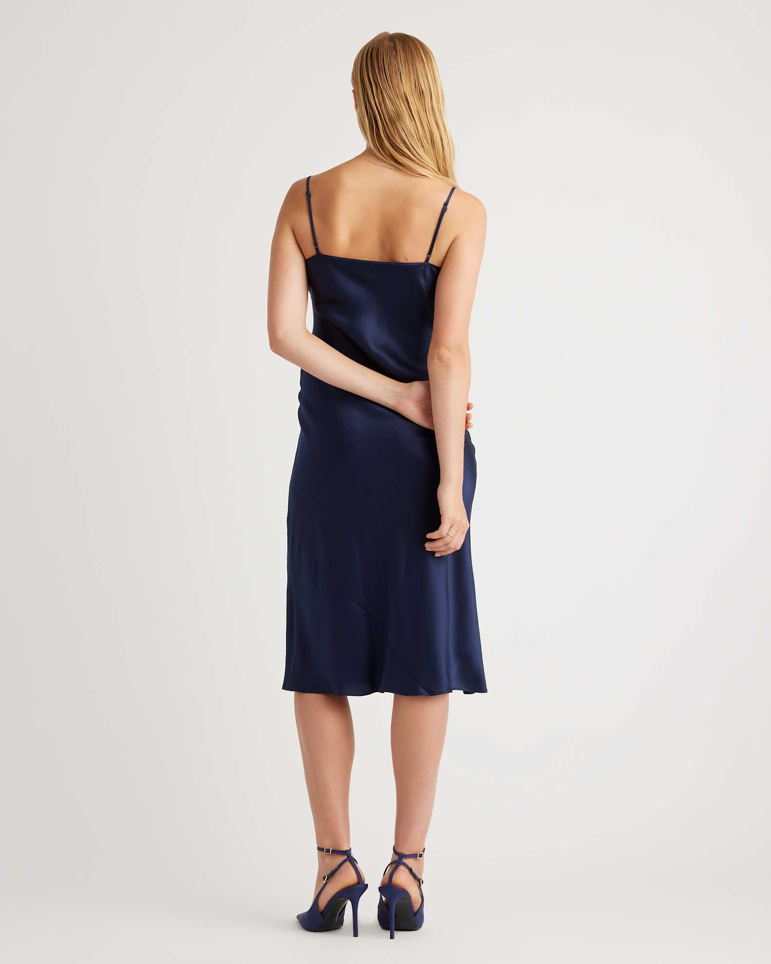 navy blue slip dress Manhattan Formal chest 32.2 in Quince Women's Washable 100% Mulberry