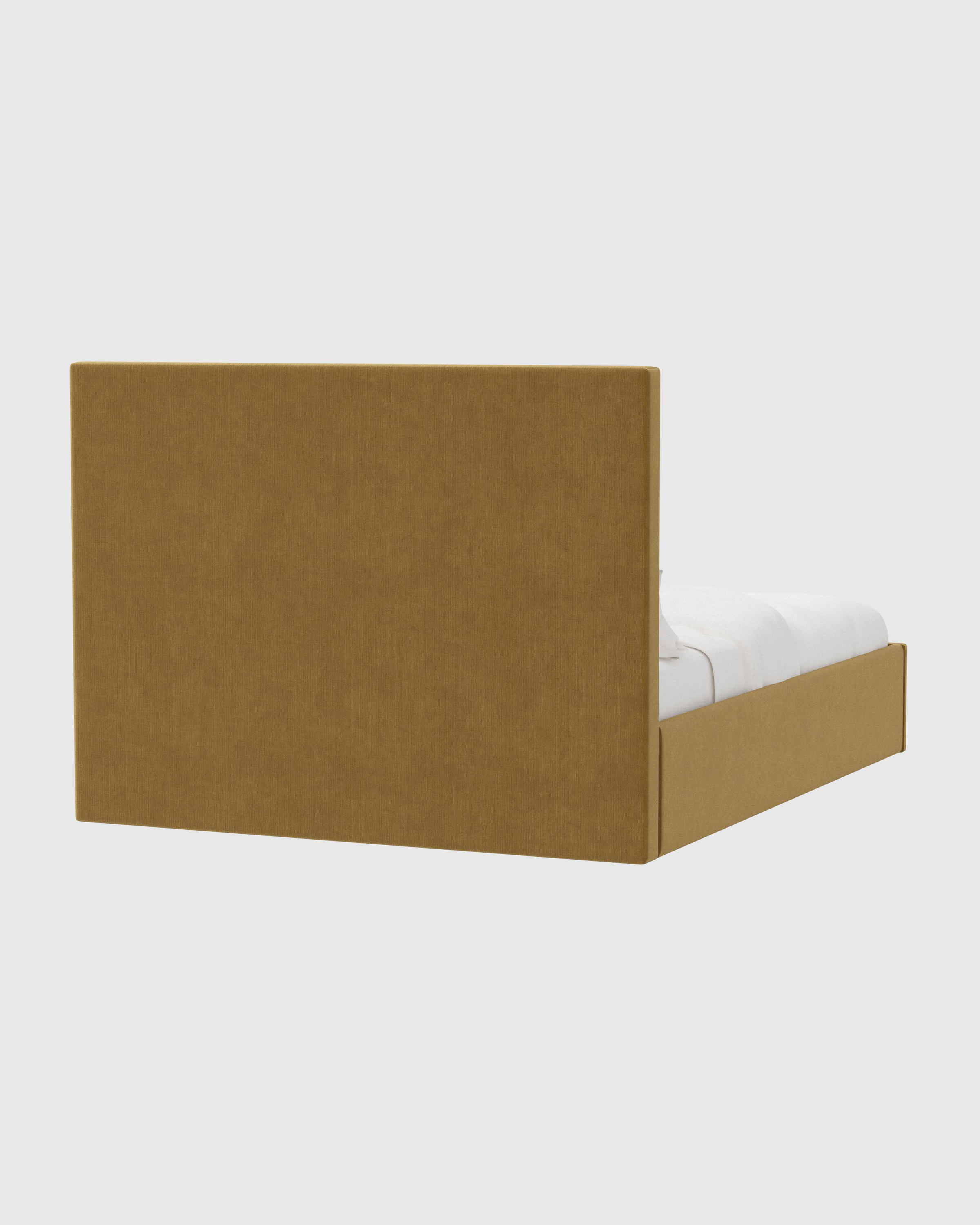 Queen Size Platform Bed with Wingback Headboard, Square Stitched Style –  Amolifefurniture, image size:1582x1978