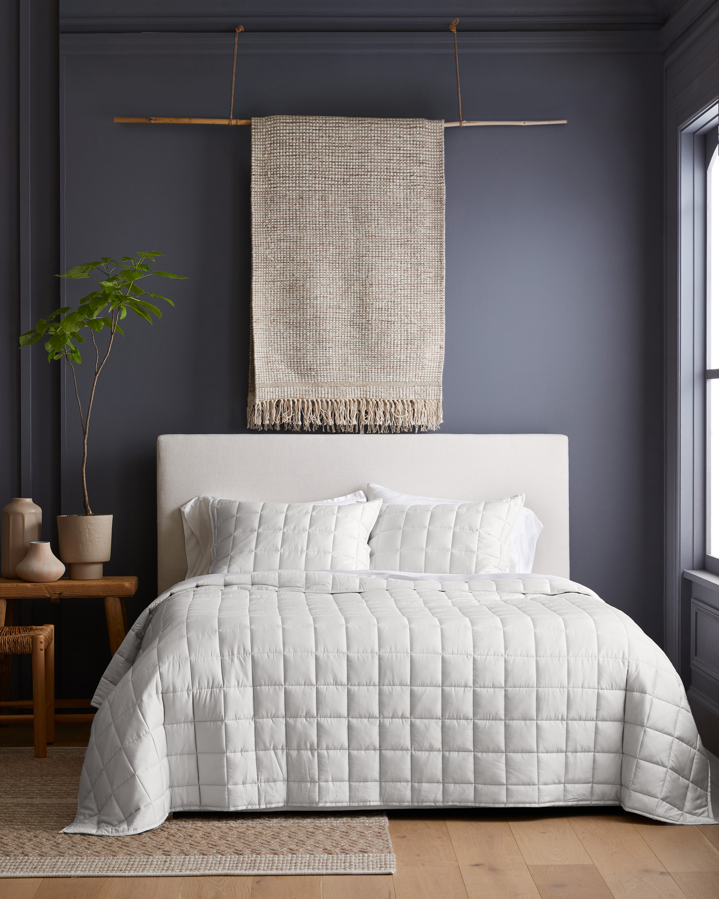 White Bamboo Box Quilt Set