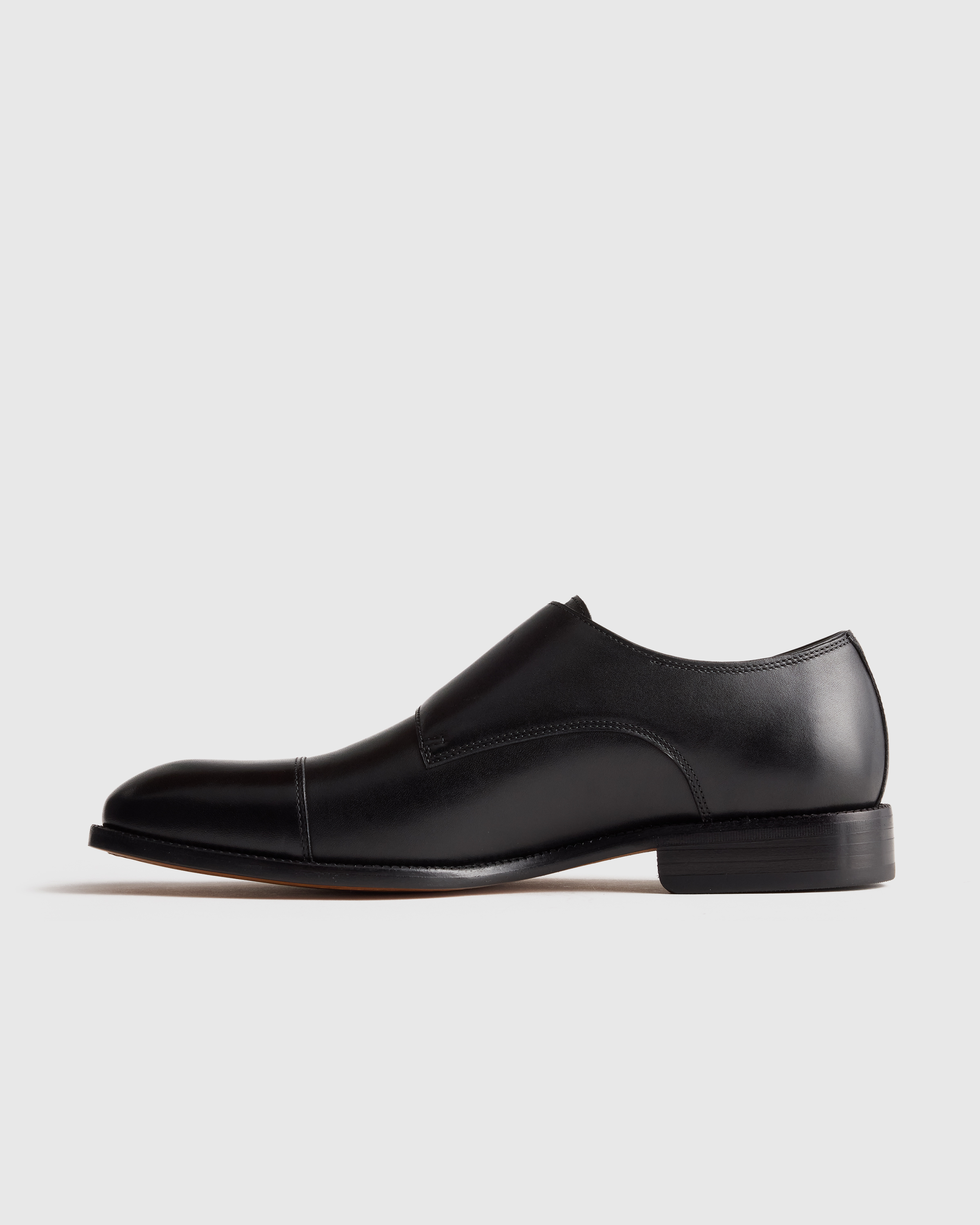 Men's Italian Leather Monk Strap Oxford in Black, Size 10.5 by Quince