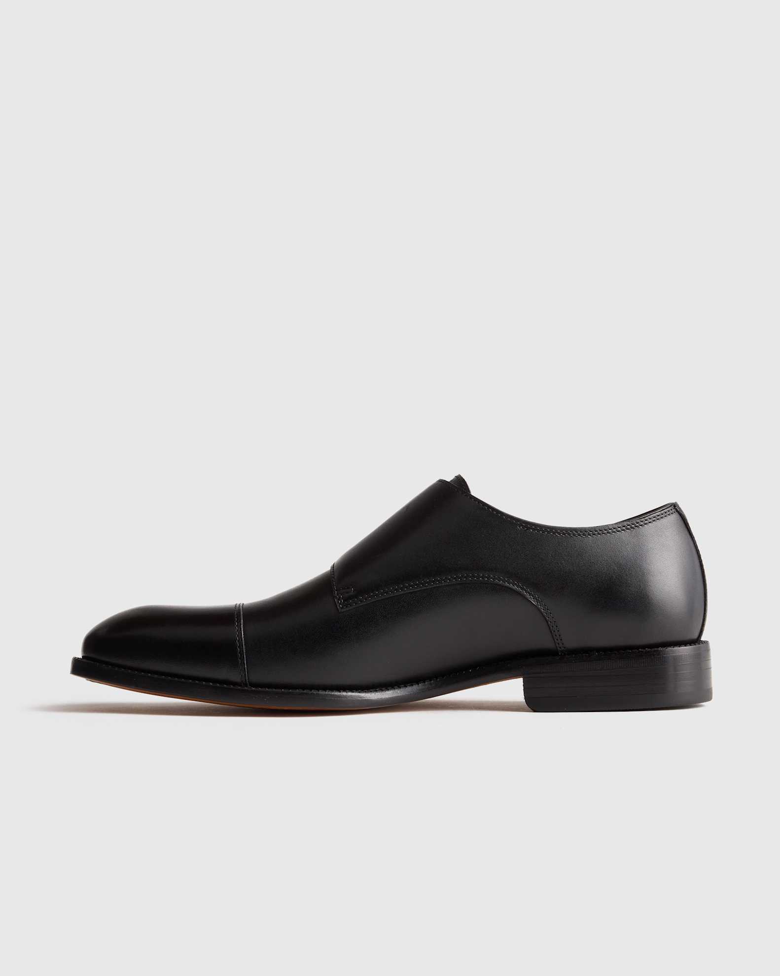 Men's Italian Leather Monk Strap Oxford in Black, Size 10.5 by Quince Men's Italian Leather Monk Strap Oxford in Black, Size 10.5 by Quince