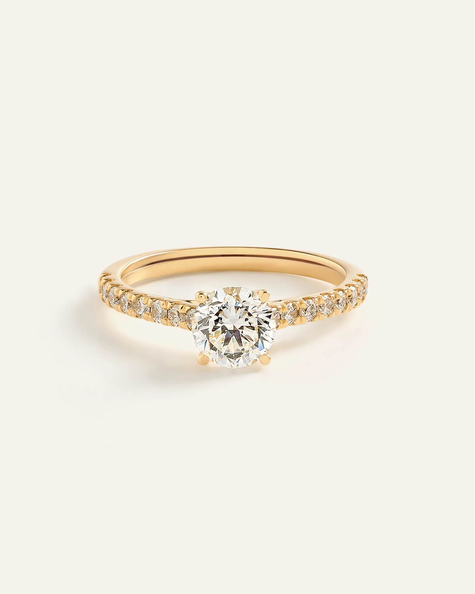 Lab Grown Diamond Round Pave Trellis Cathedral Engagement Ring - 1ct