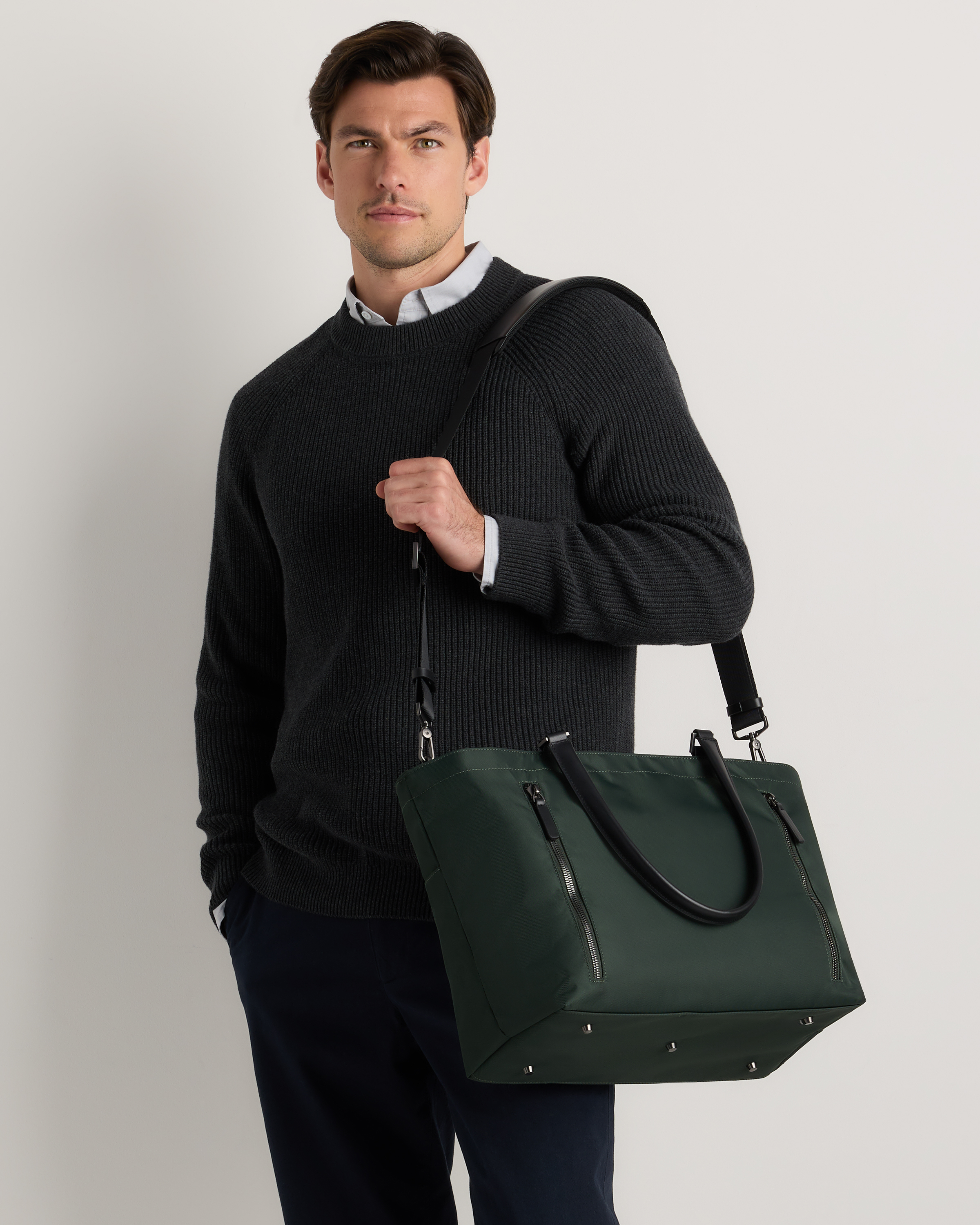 Voyage Nylon Travel Tote in Dark Green | Quince Canada