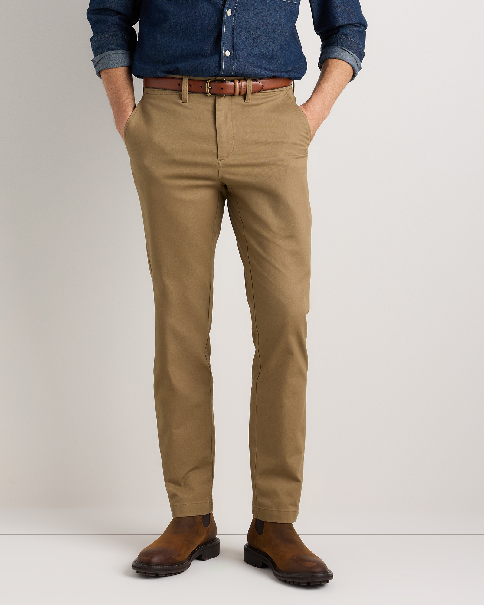 Brown Organic Cotton Stretch Chino Pants - Straight