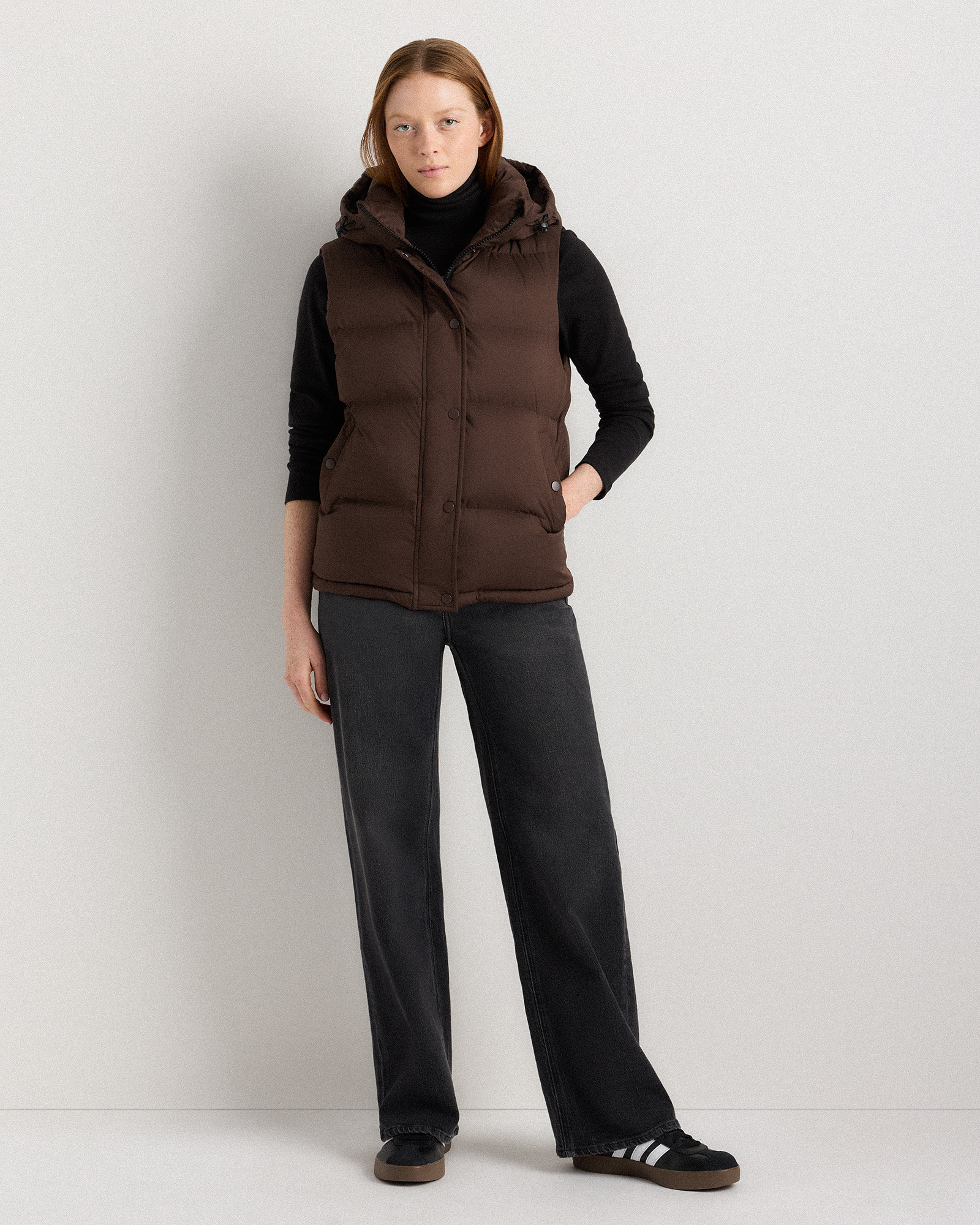 Responsible Down Puffer Vest in Hot Fudge