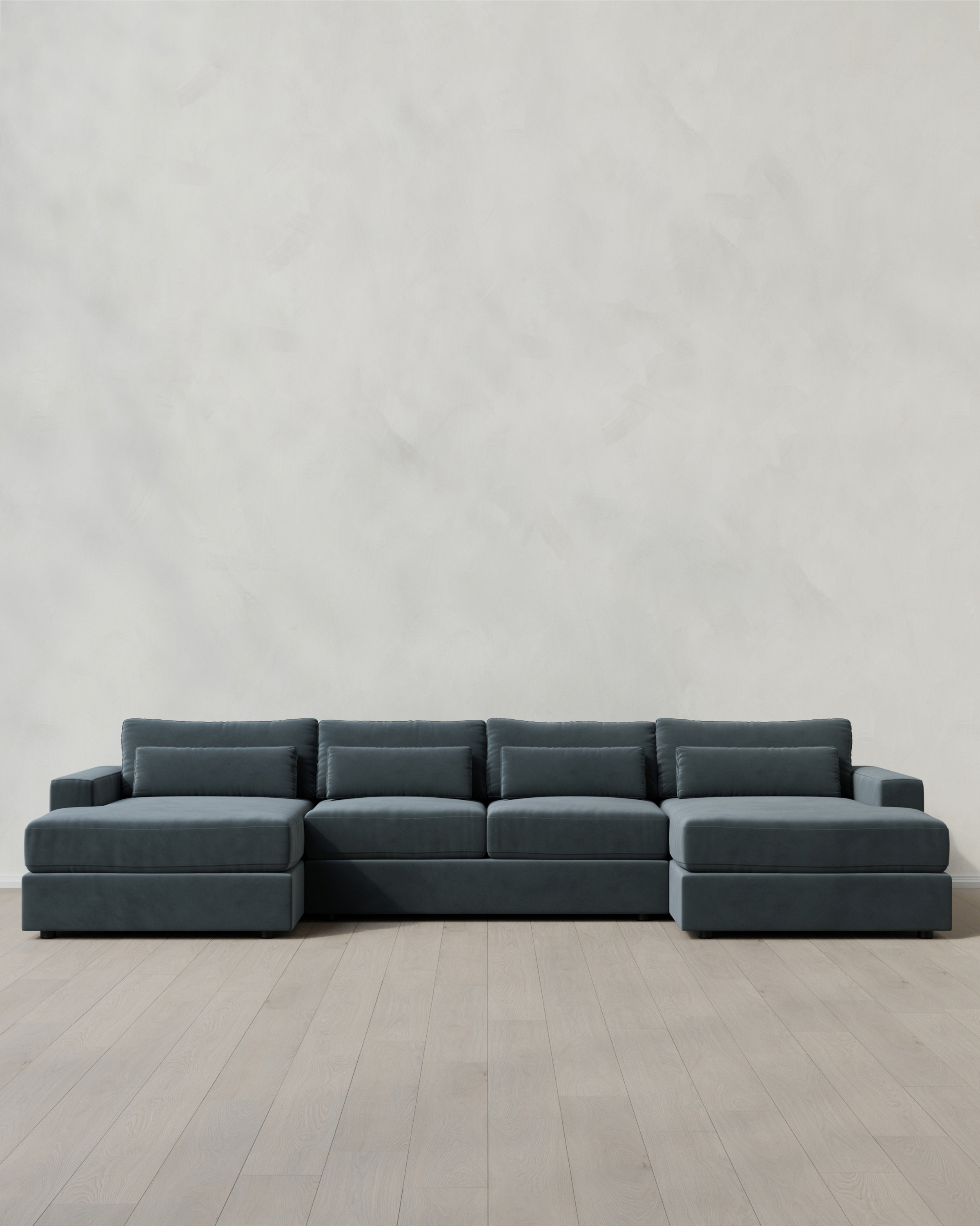 Ashford Deep Seat U Sectional in Performance Velvet in Pine