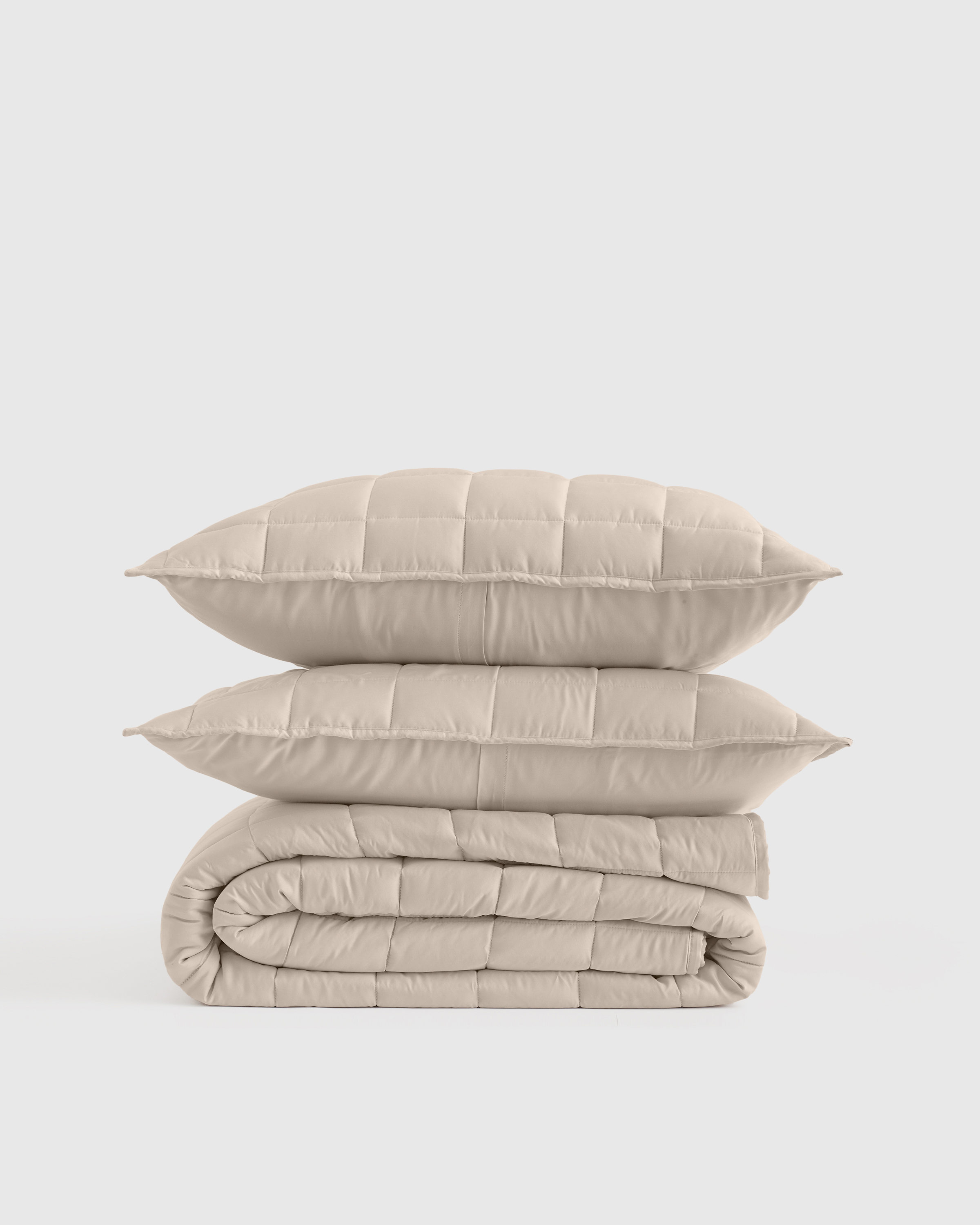 Sand Bamboo Box Quilt Set
