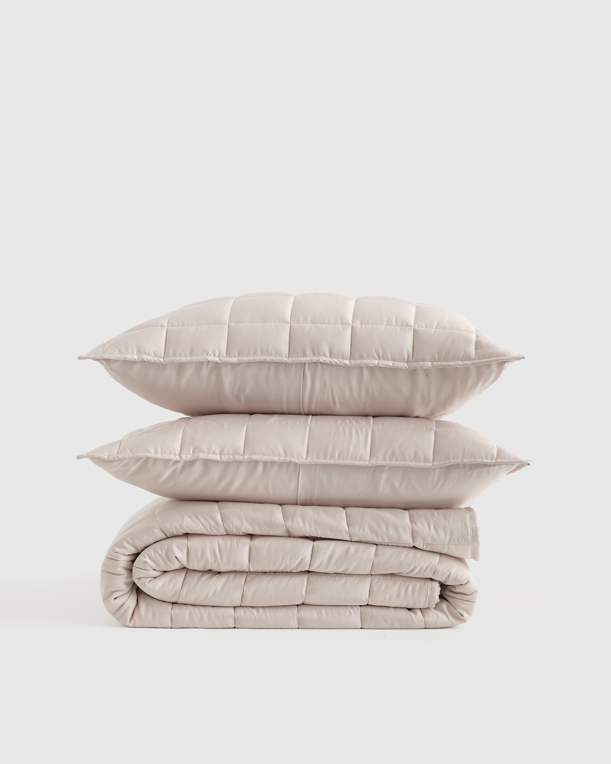 Sand Bamboo Box Quilt Set