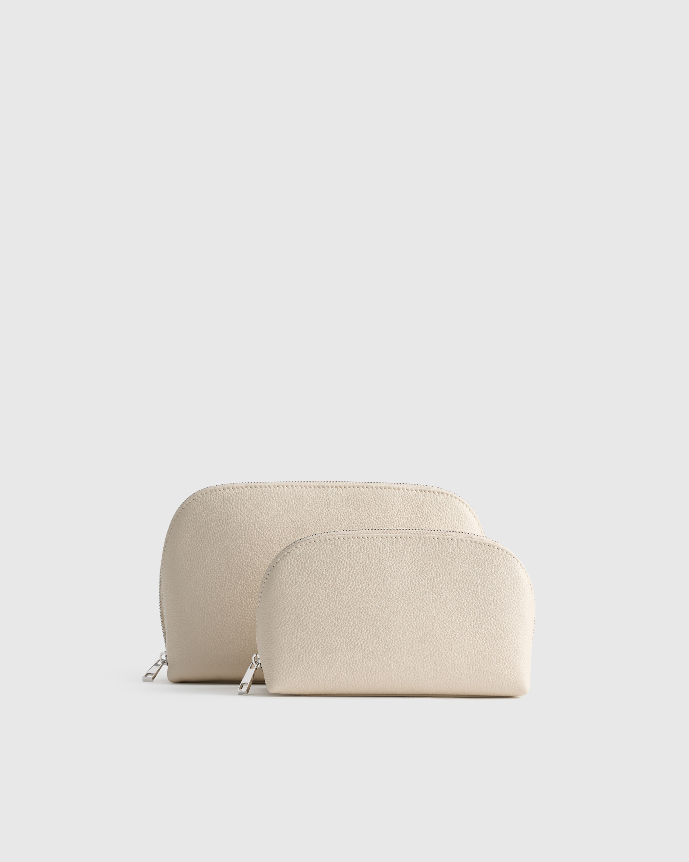 Soft Ivory Italian Leather Pouch Travel Set