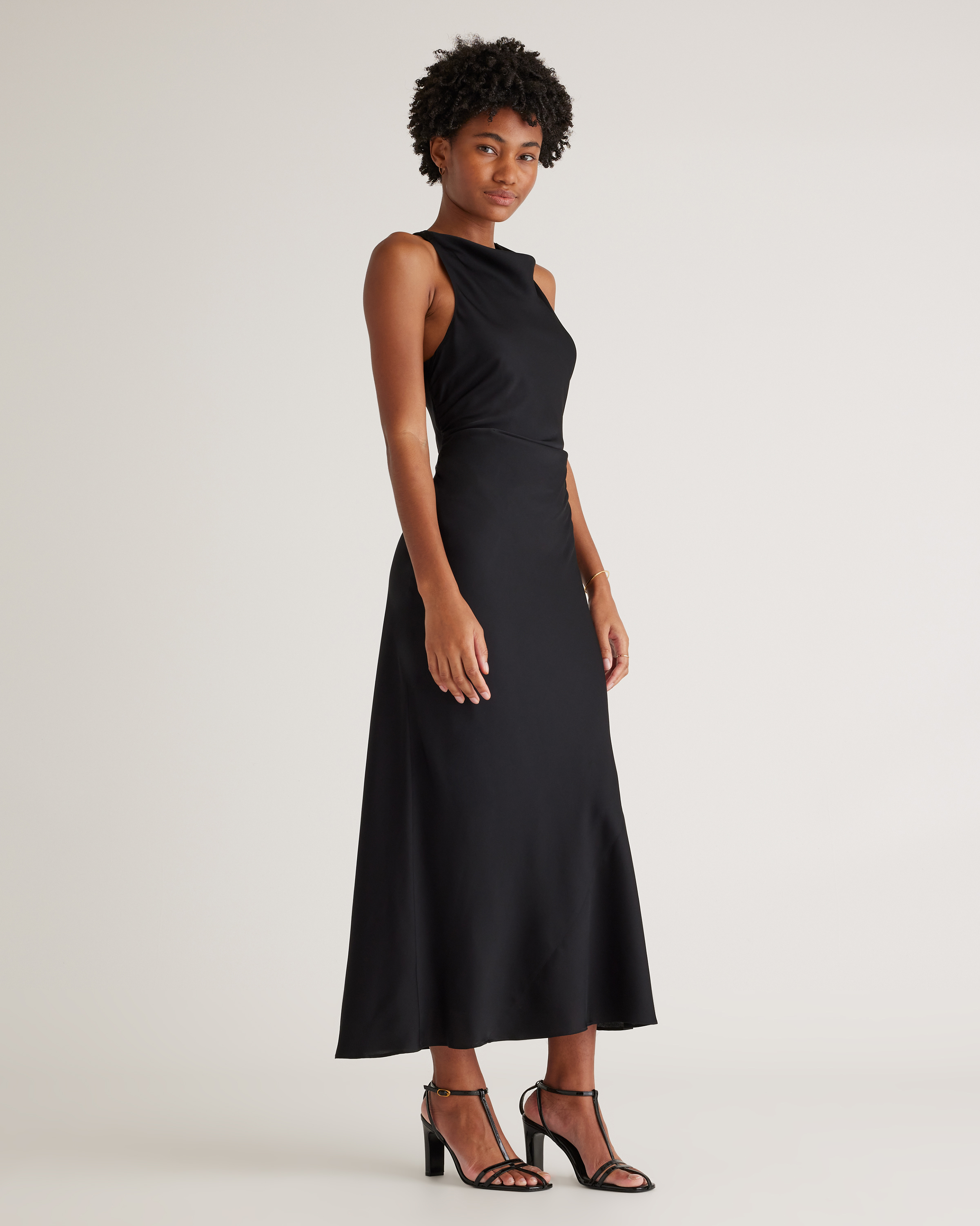 knee length dresses for ladies Elsie Navy Cut-Out Neck Midi Dress With Short Sleeves – Club L London main image 0