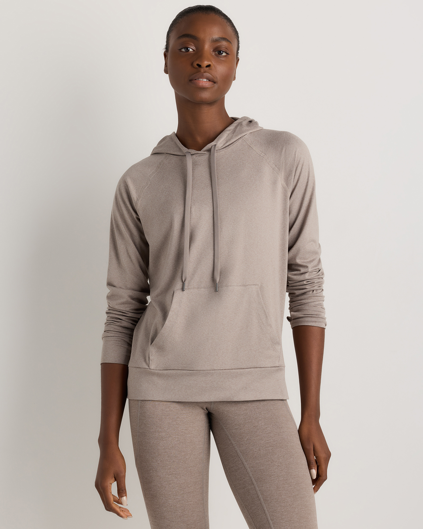 Heather Morel Grey Flowknit Pullover Hoodie