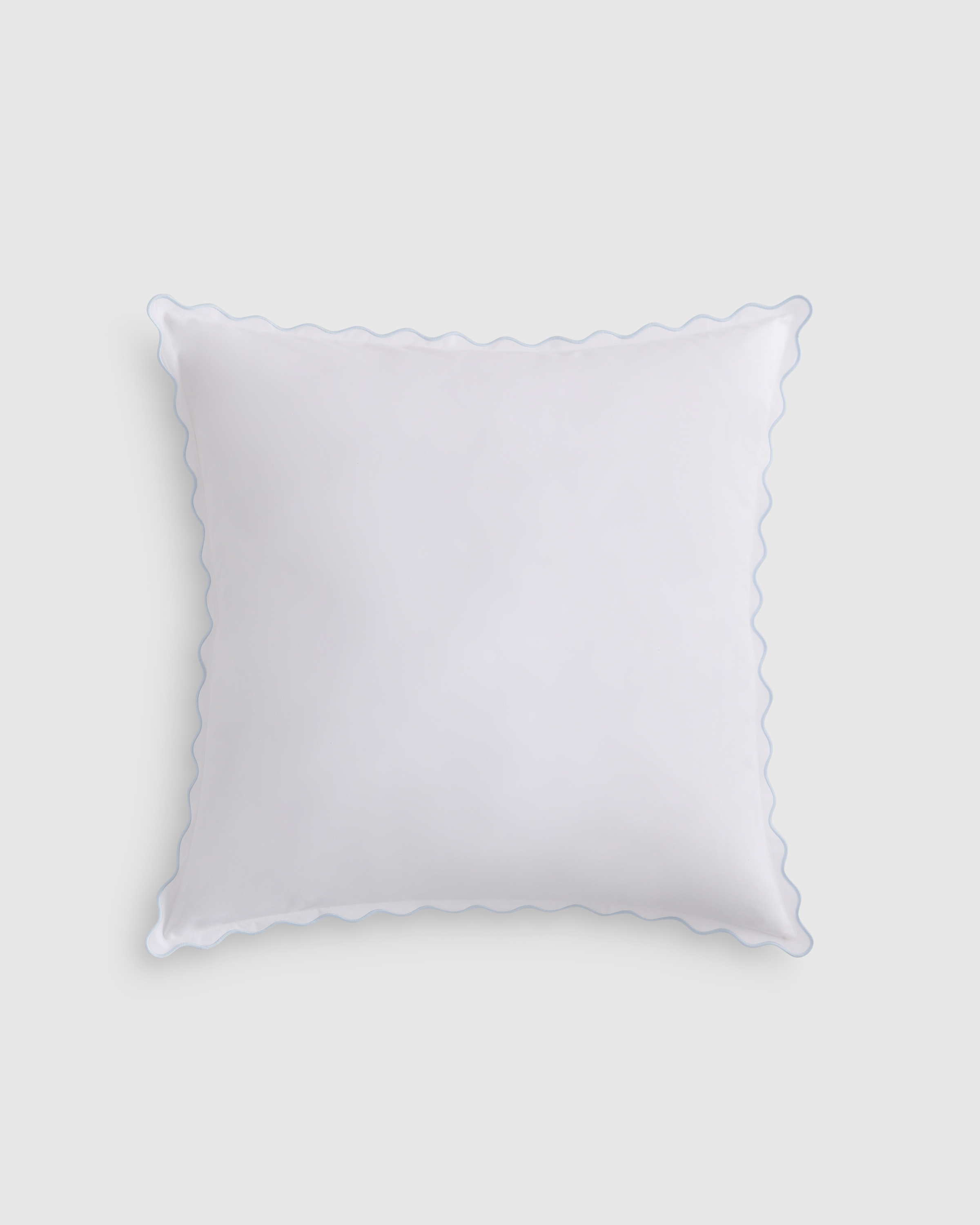 White/Mist Classic Organic Percale Scallop Euro Sham