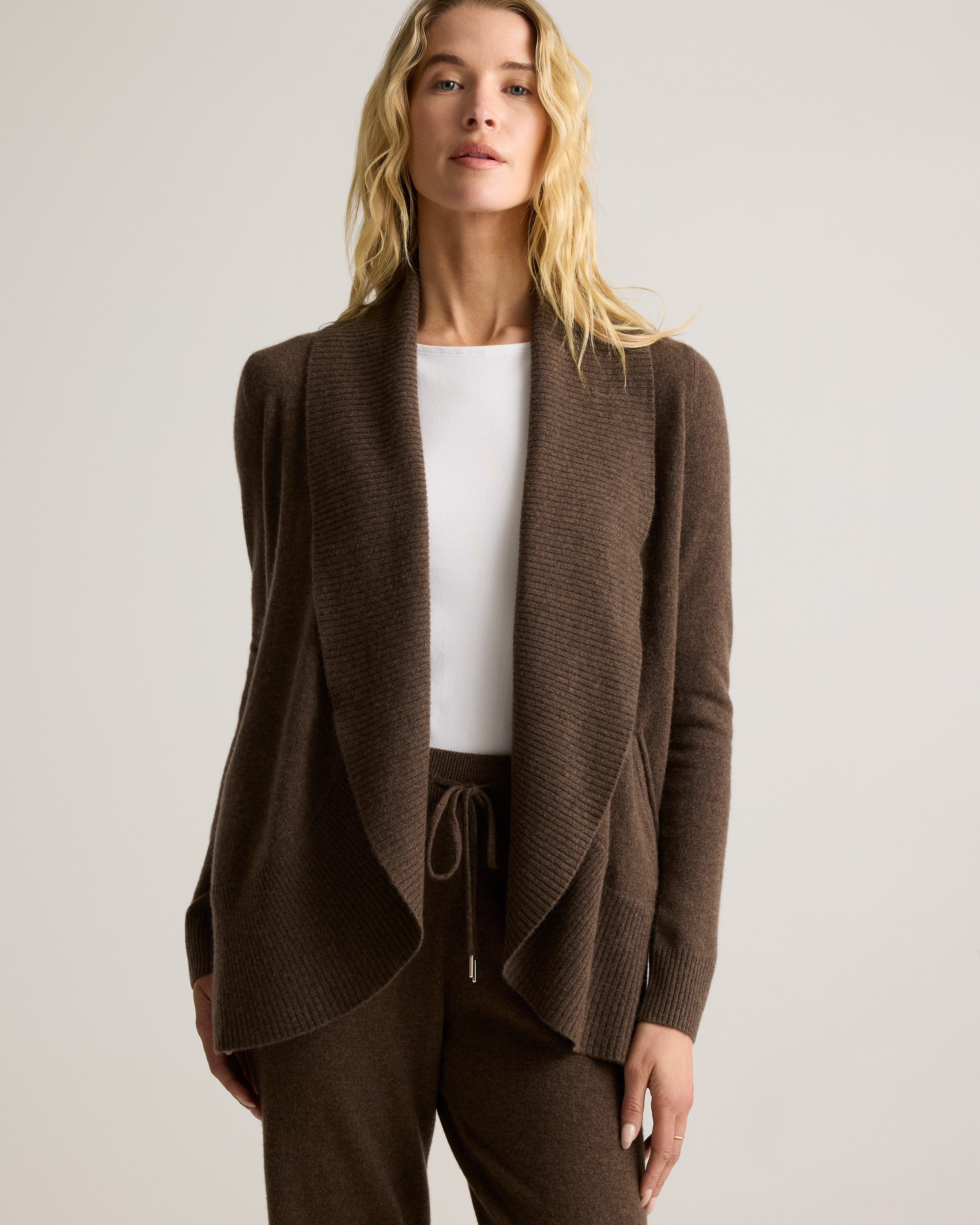 Mongolian Cashmere Open Cardigan Sweater