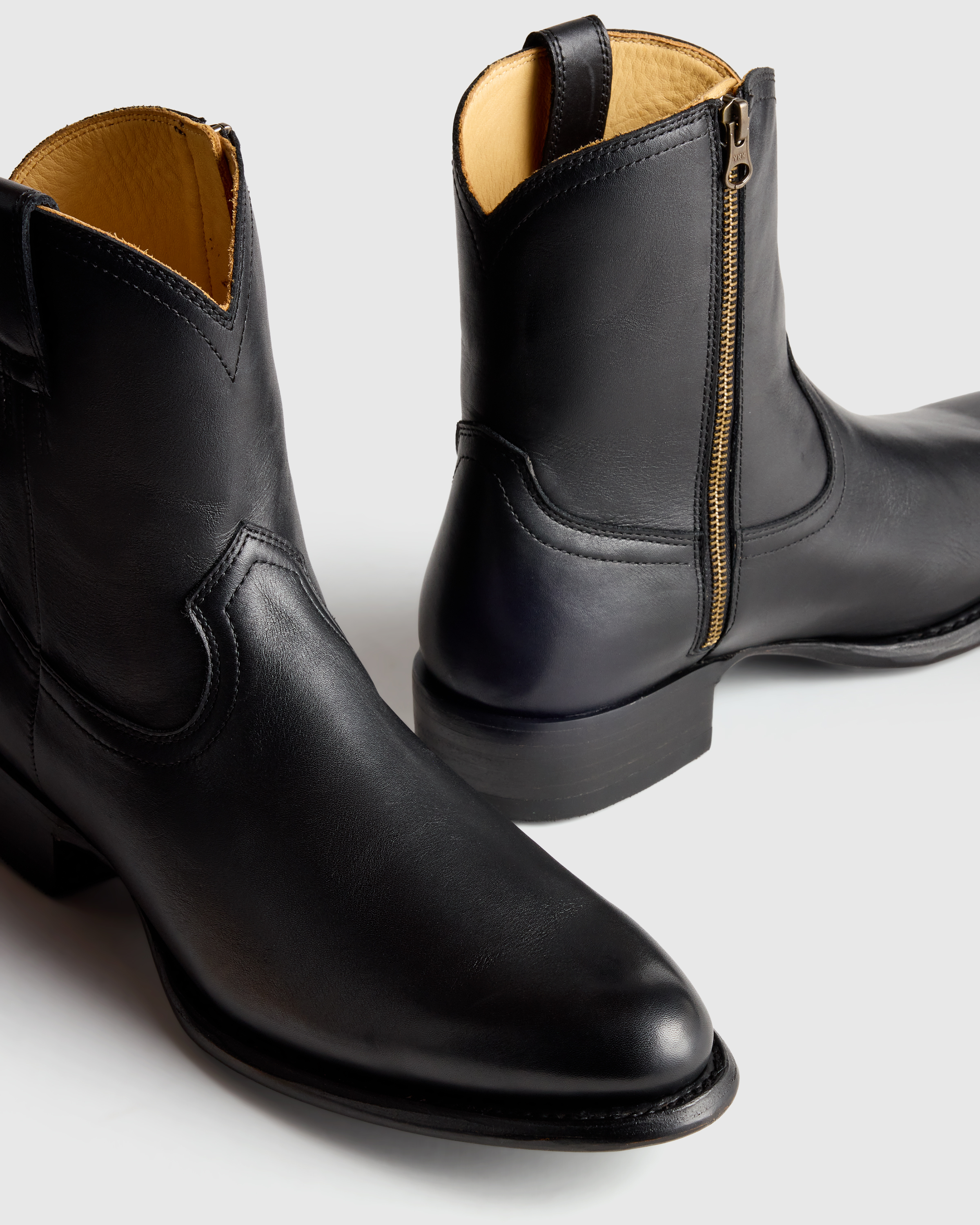 Men's Crafted Leather Western Zip Boot in Black, Size 12 by Quince