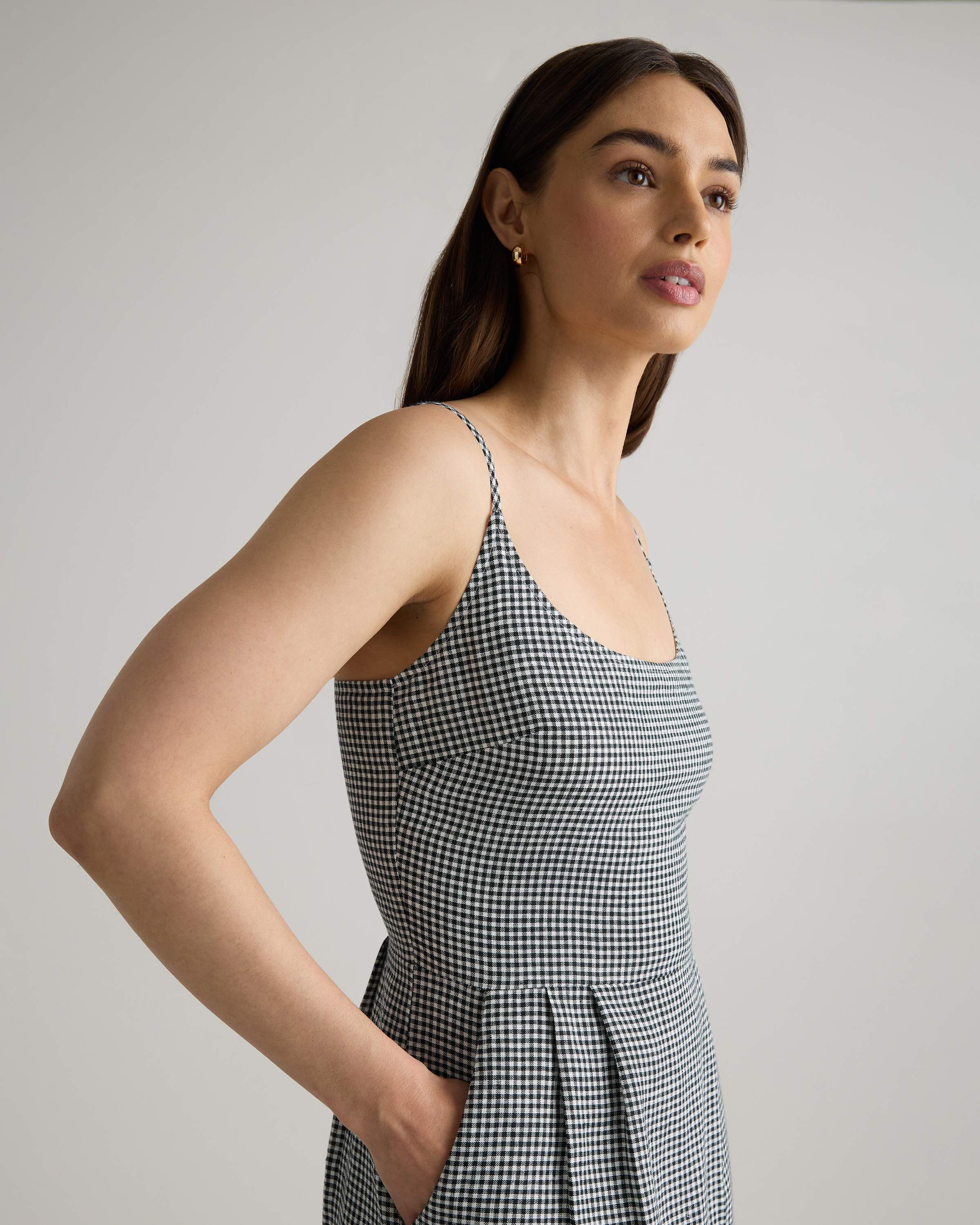 knee length dresses for ladies Amari Silk Midi Dress in Mini Polka Dot Black