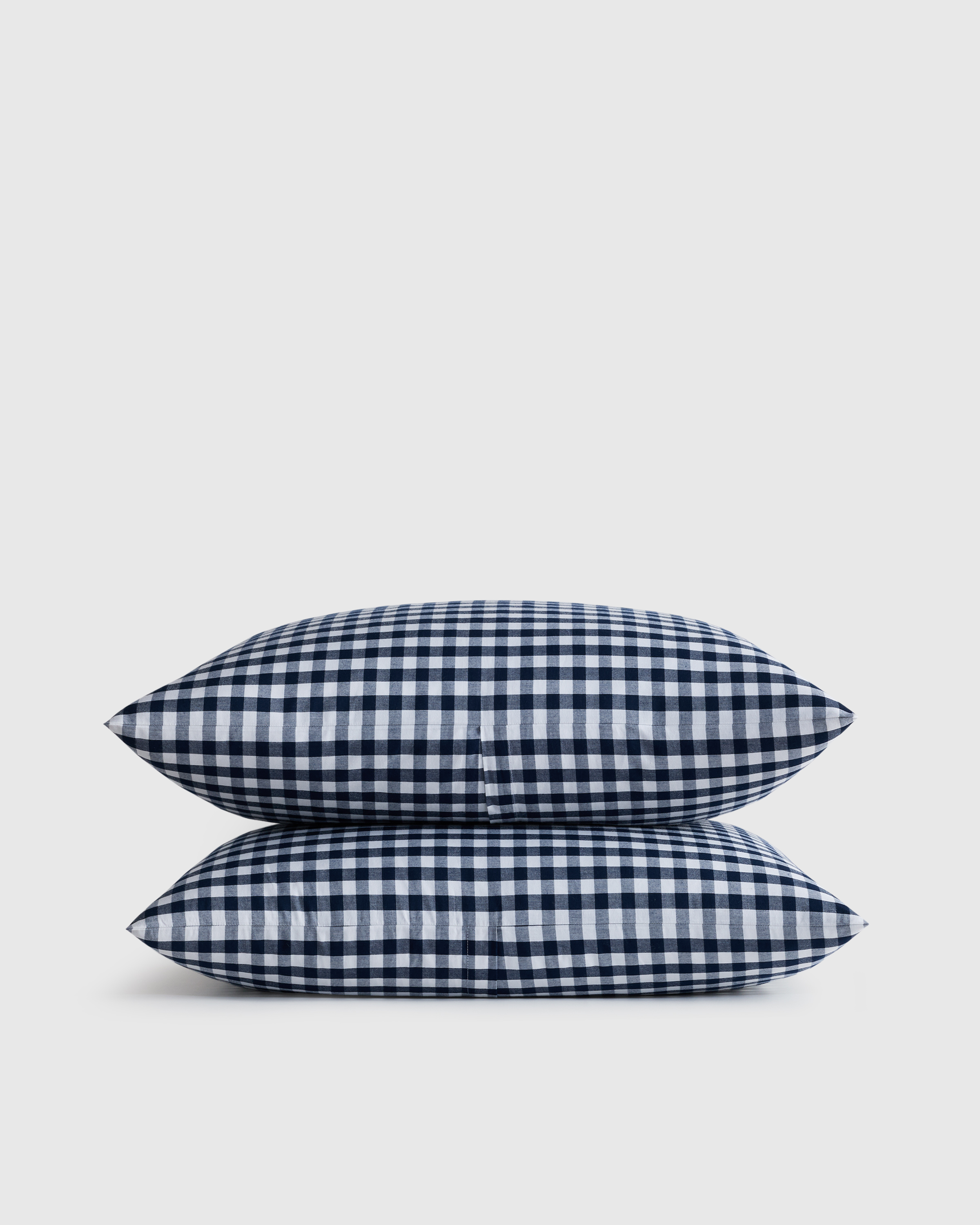 Navy Organic Crisp Percale Gingham Sham Set