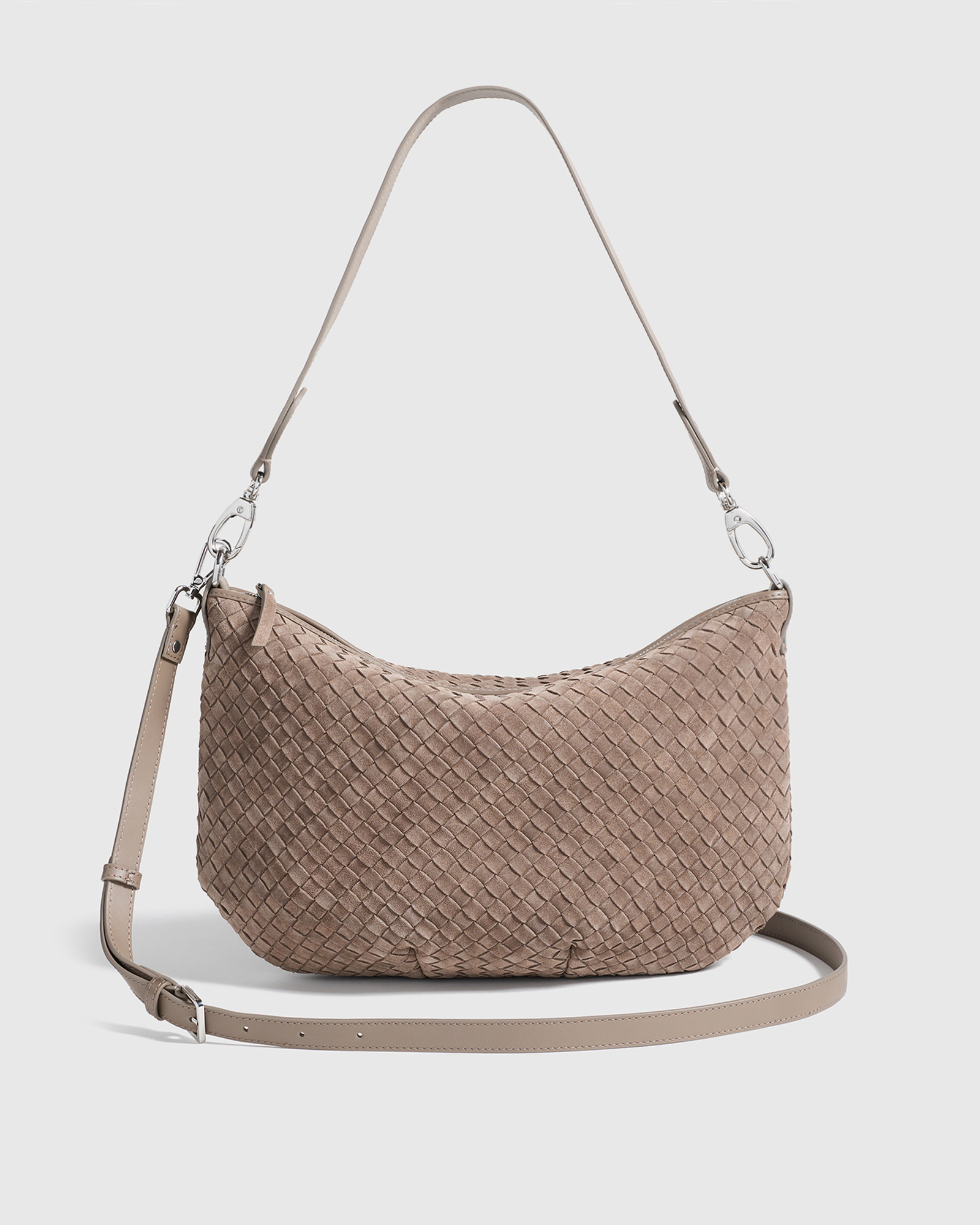 Pebble Sloane Suede Handwoven Shoulder Bag