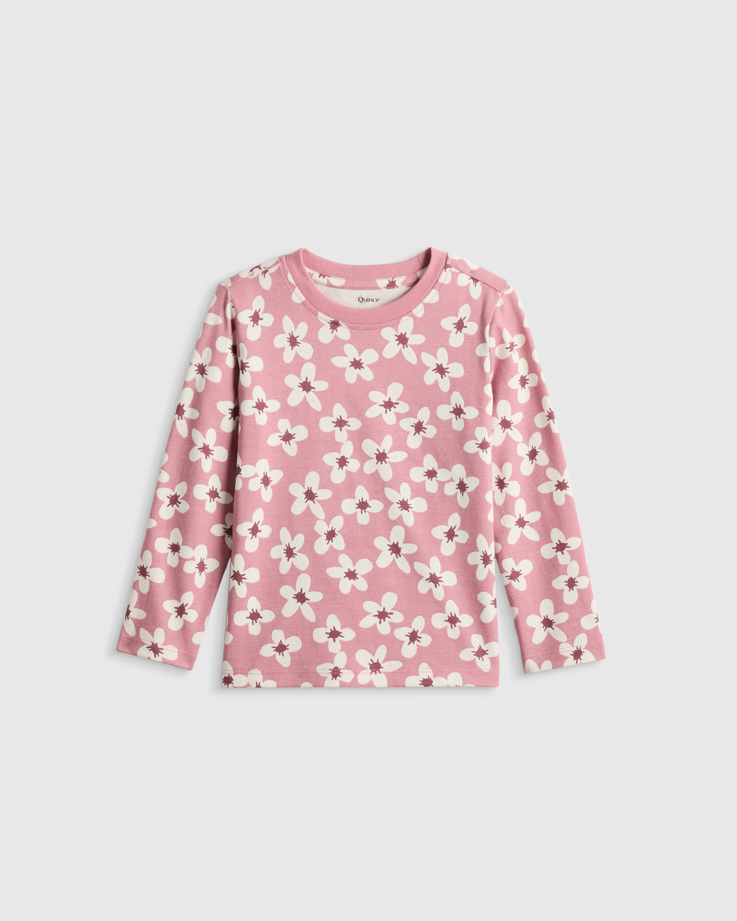 Mauve Daisies 100% Organic Cotton Jersey Long Sleeve Tee 