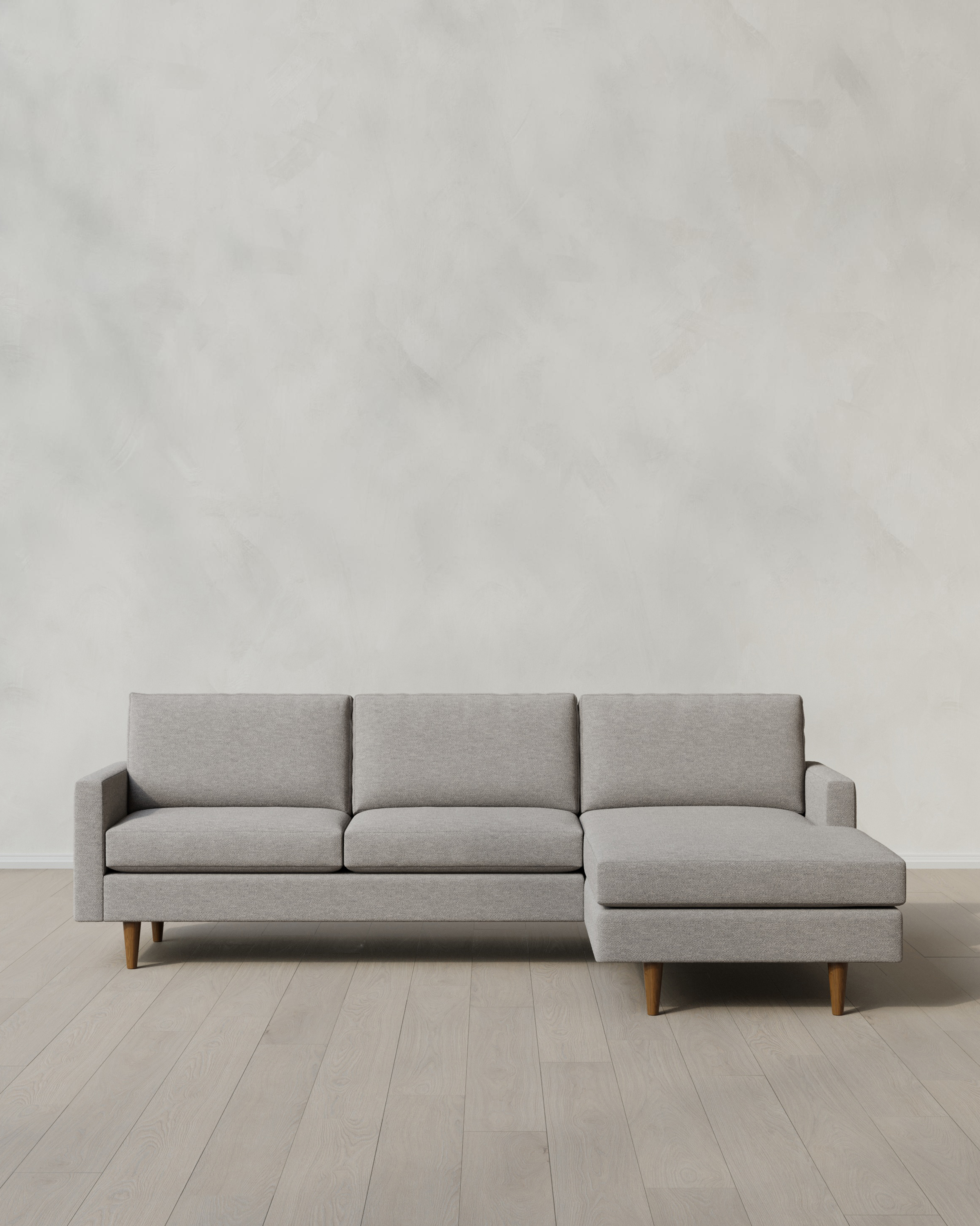 Fog Atlas Midcentury Chaise Sectional in Performance Basketweave