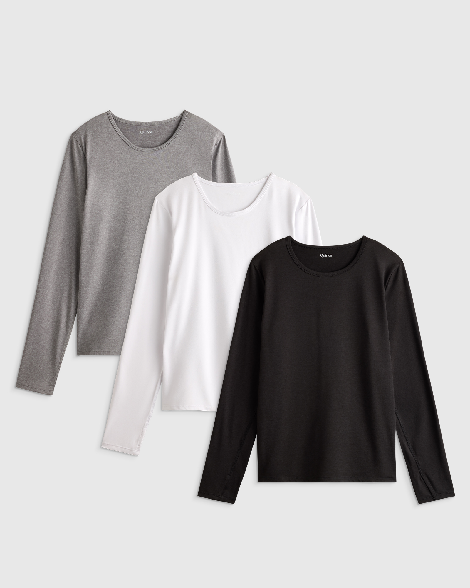 Heather Grey Flowknit Breeze Long Sleeve Top 3 Pack Bundle