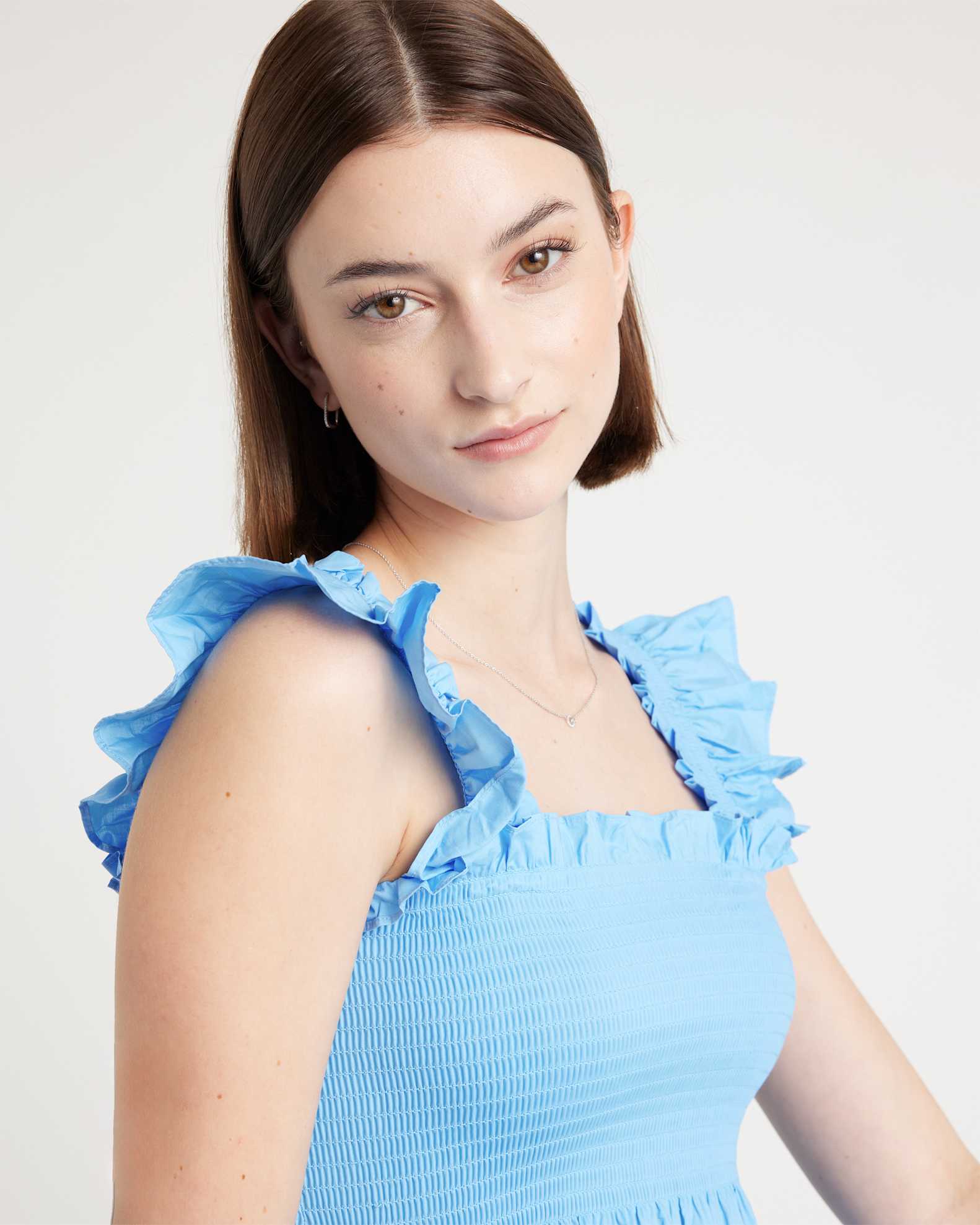 cornflower blue midi dress casual Naira Pleated Maxi Dress