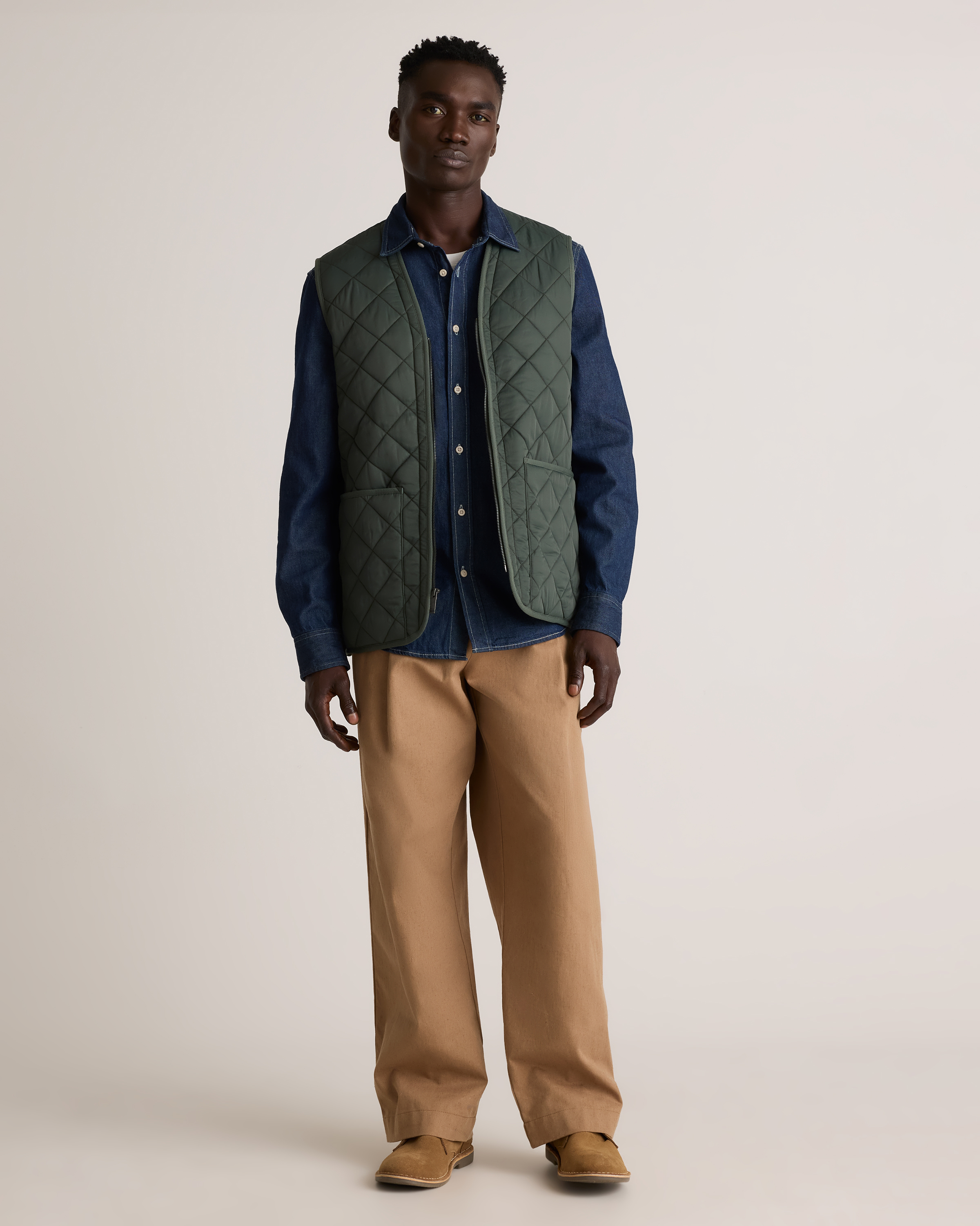 Featherless Quilted Fleece-Lined Liner Vest