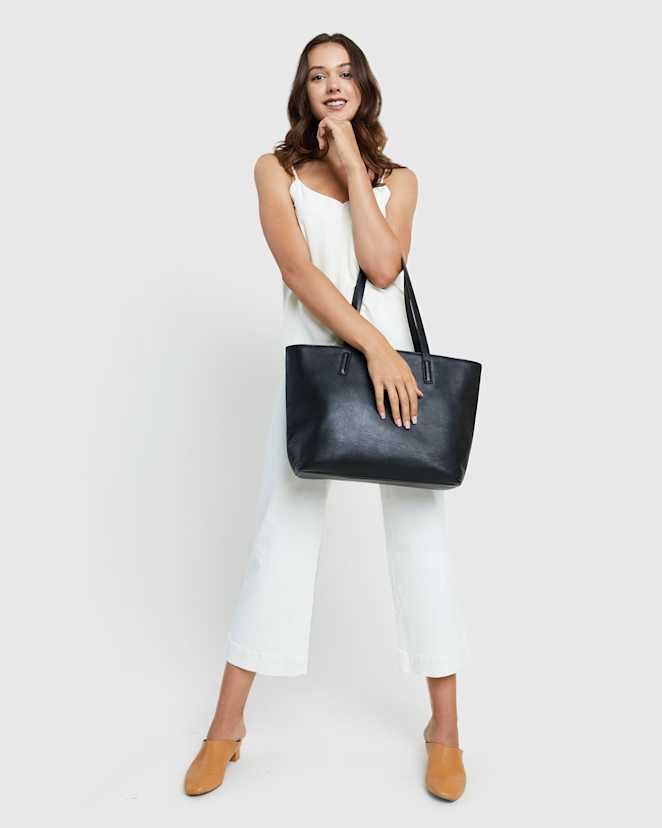 Classic Structured Leather Tote - 12794537771119