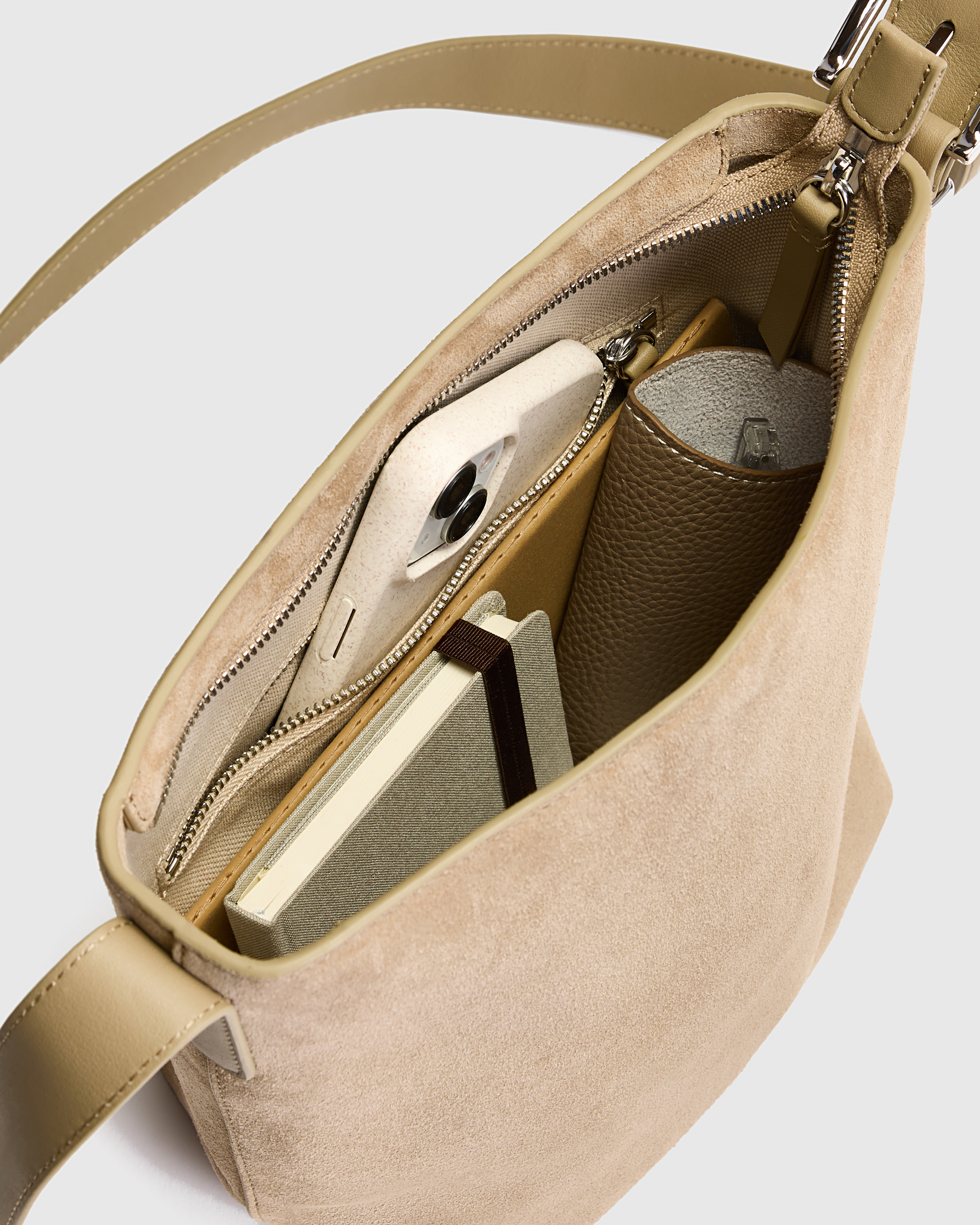 Italian Suede Bucket Crossbody