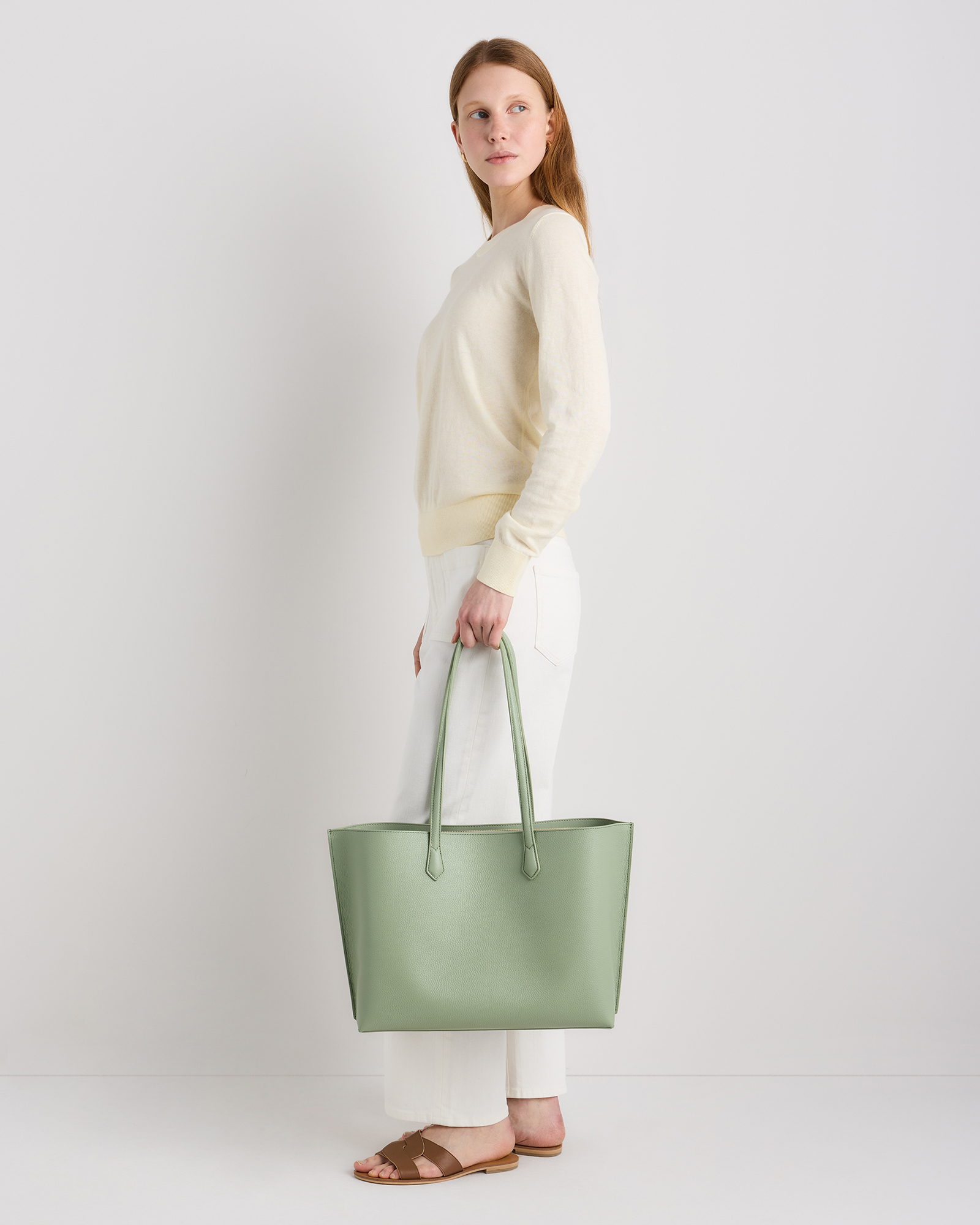 Adeline Shopper Tote in Pistachio Green