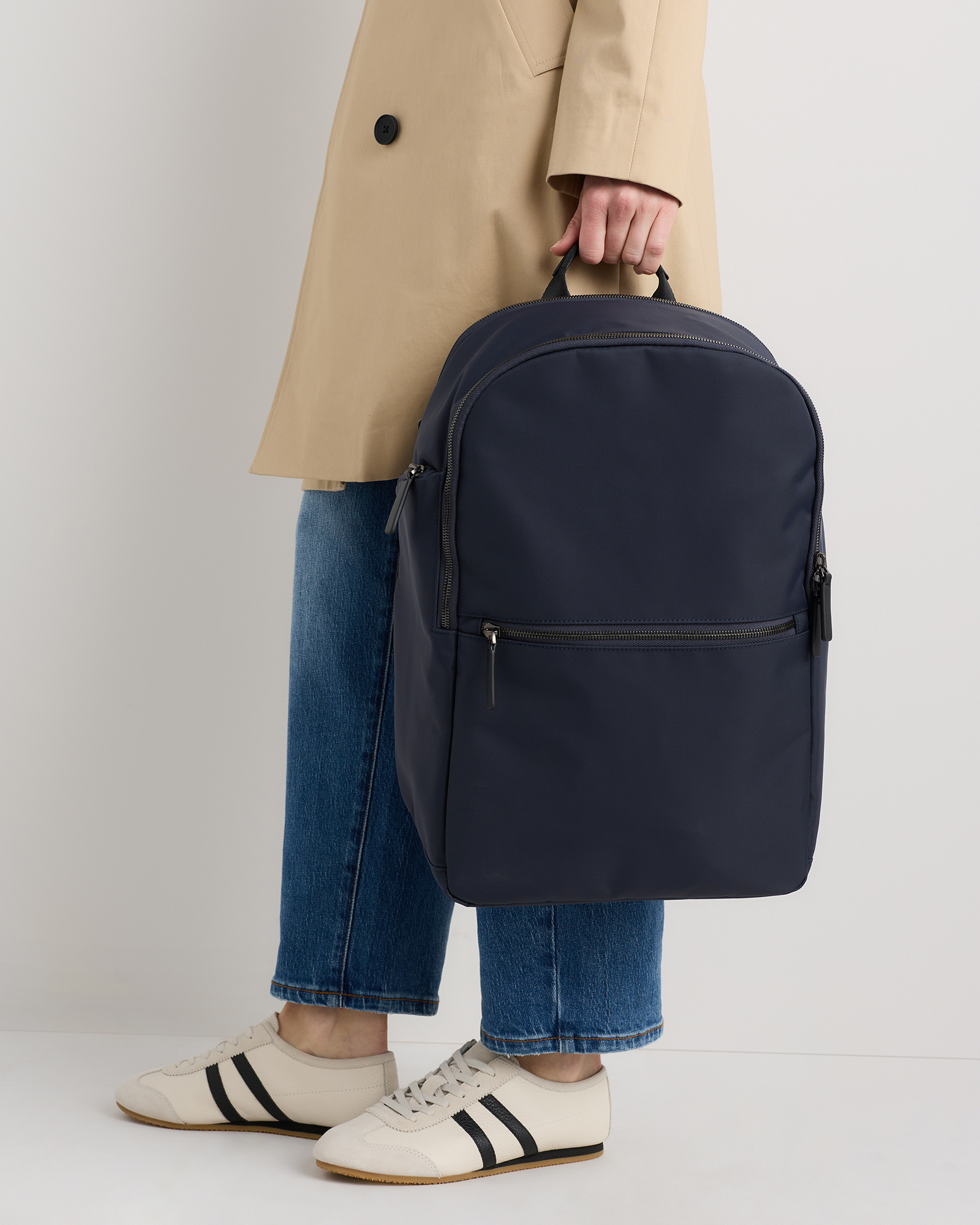 Voyage Nylon Slim Travel Backpack in Navy | Quince Canada