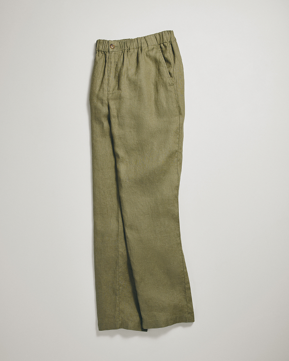 Bayberry Olive 100% European Linen Drawstring Beach Pants