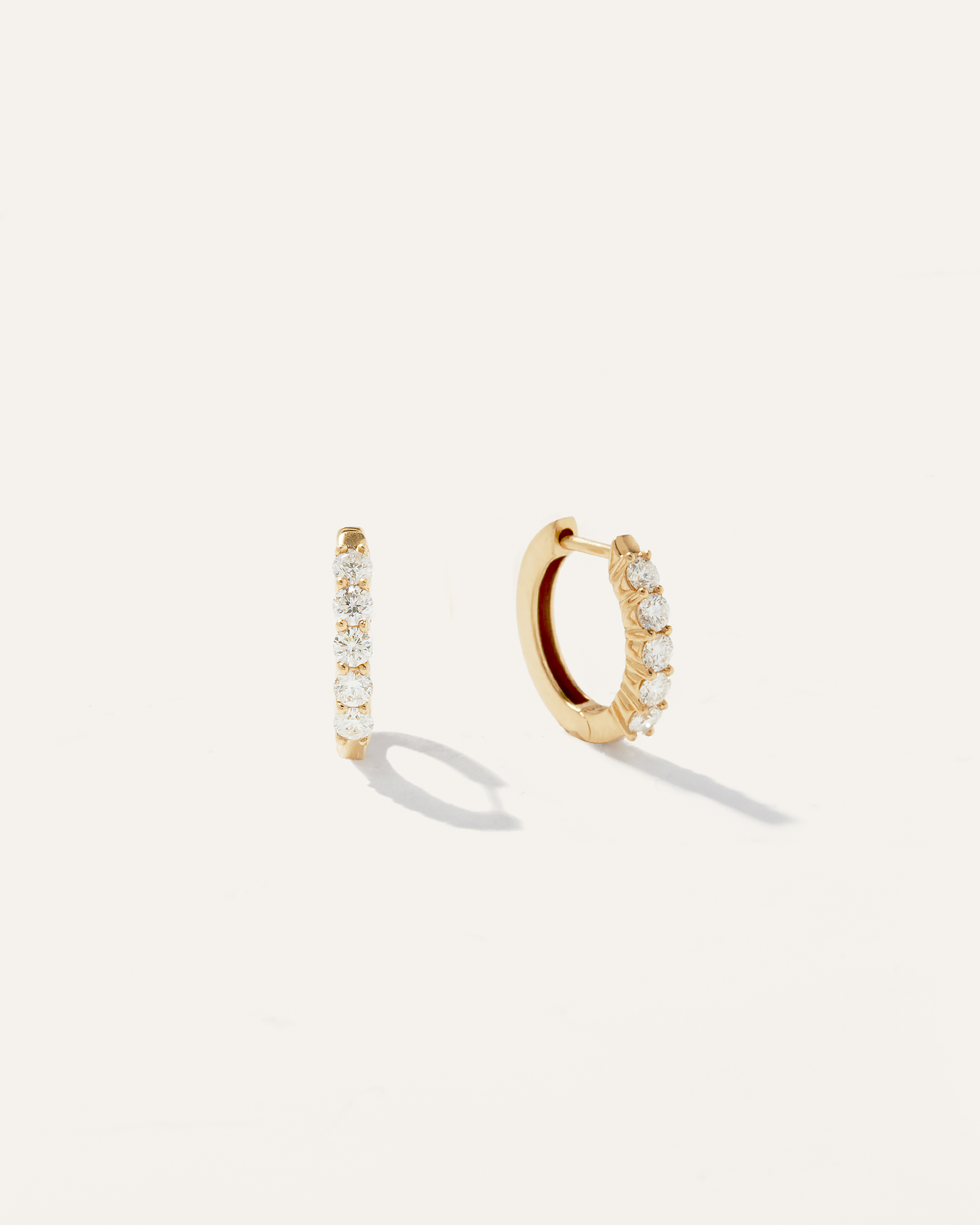 Yellow Gold 14K Gold Diamond Classic Huggie Hoops