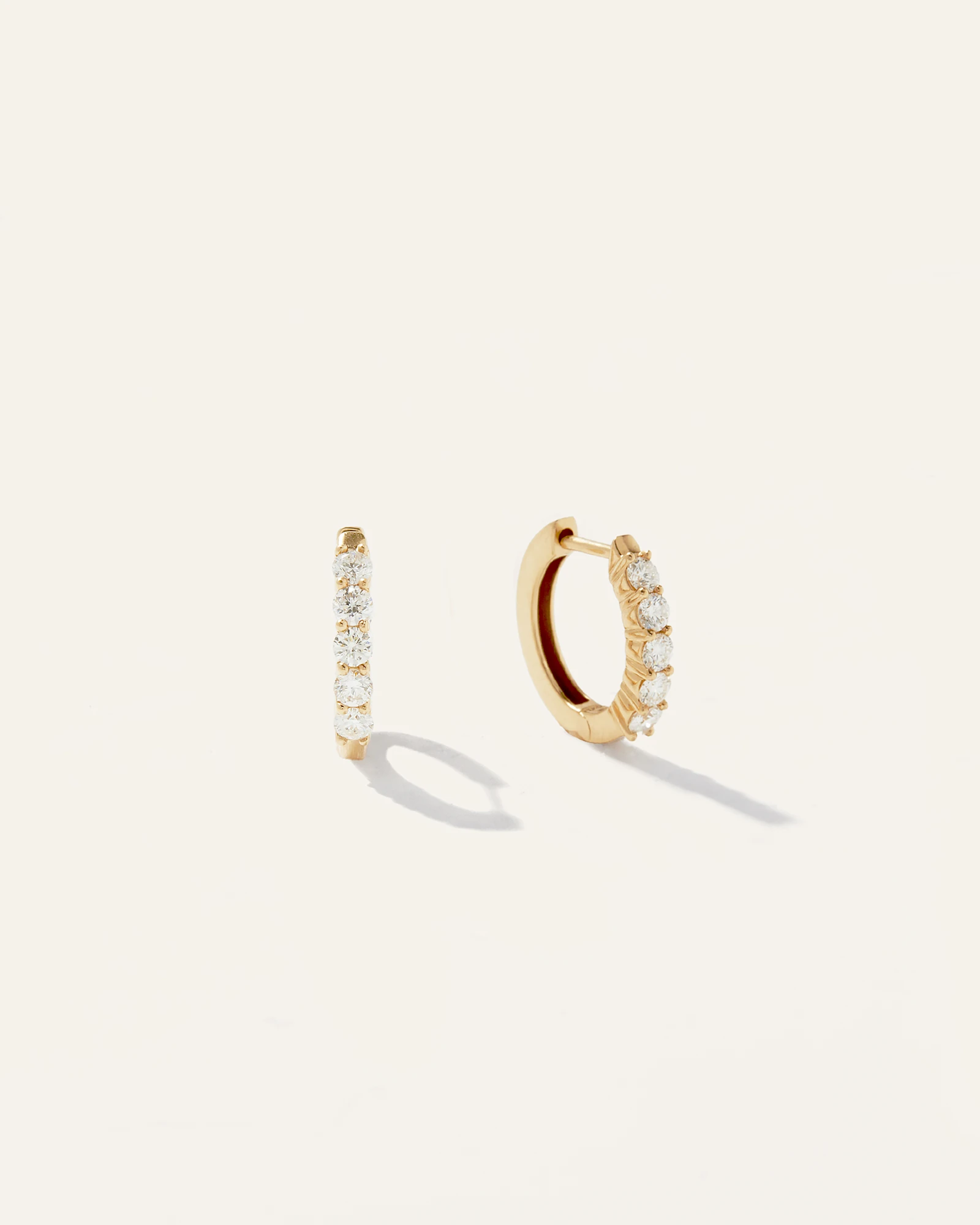 14K Gold Classic Diamond Huggie Hoops