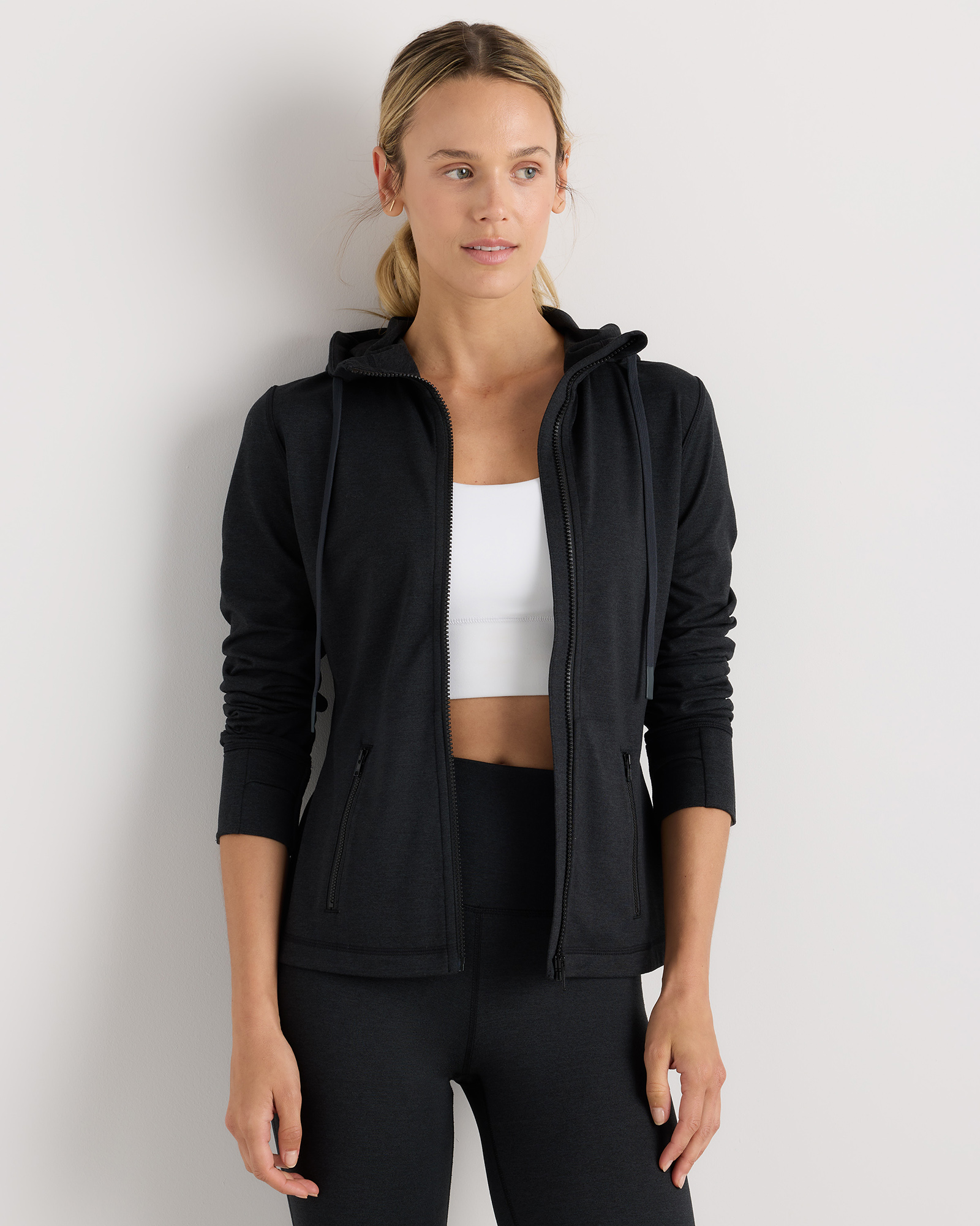 Heather Black Ultra-Soft Slim Fit Hooded Jacket