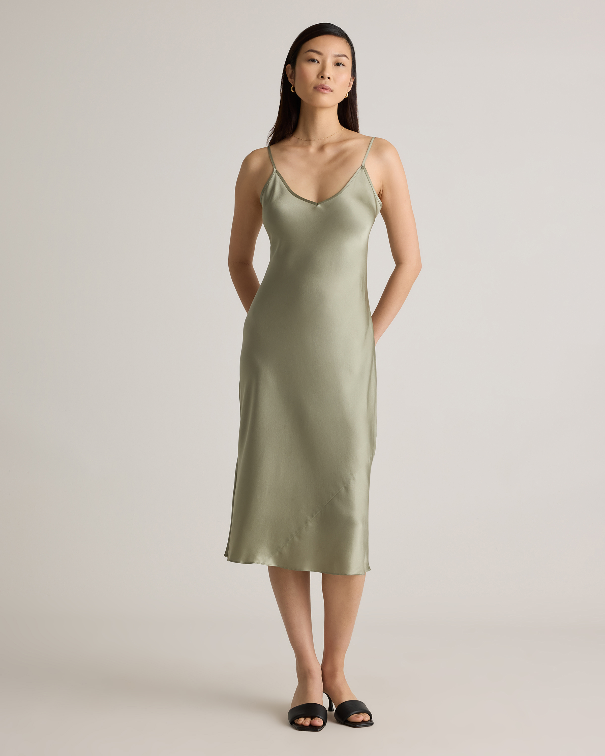 womens slip dress HATCH Collection The Ricky Slip Dress in Black main image 1