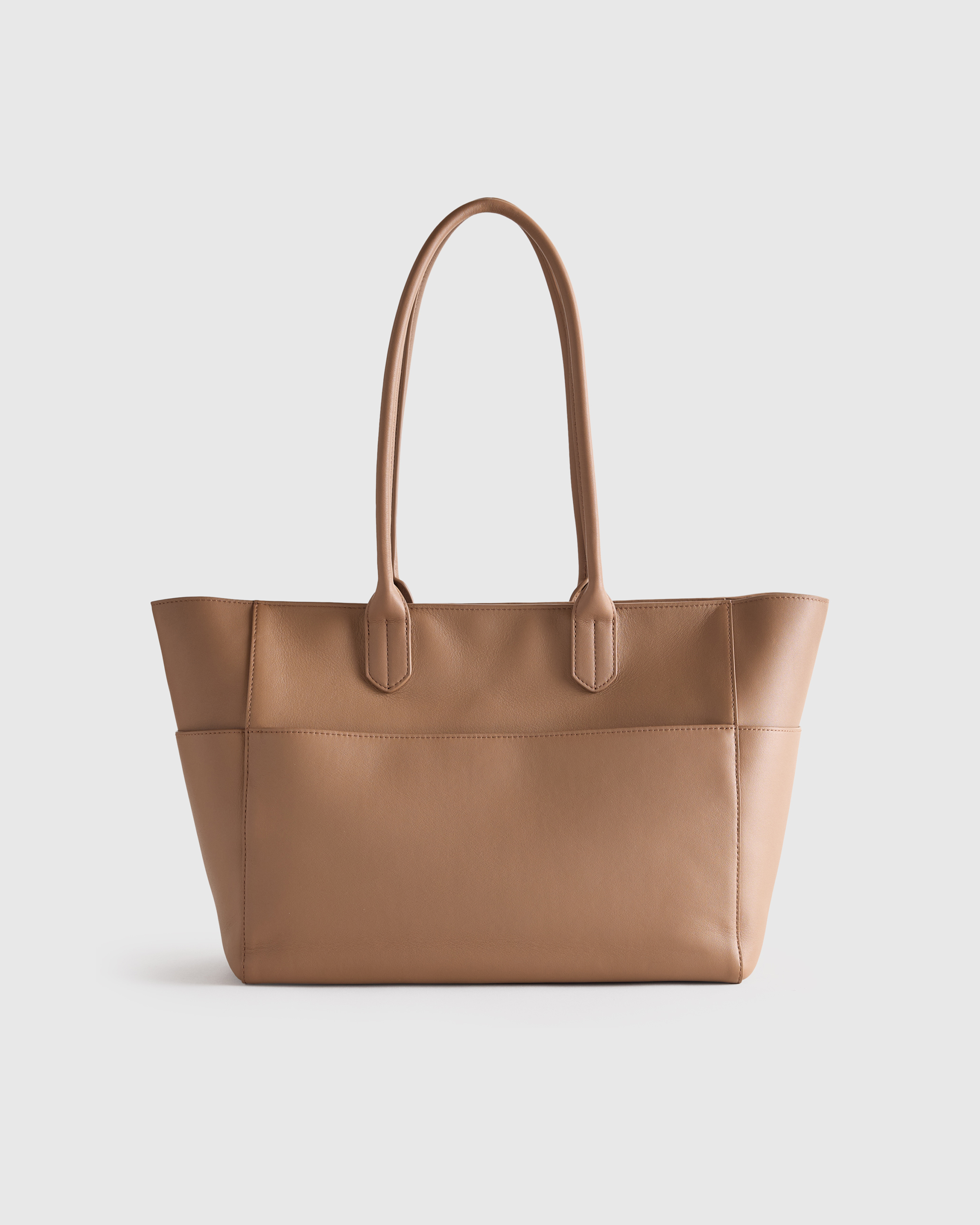 Cappuccino Italian Leather Shopper Tote