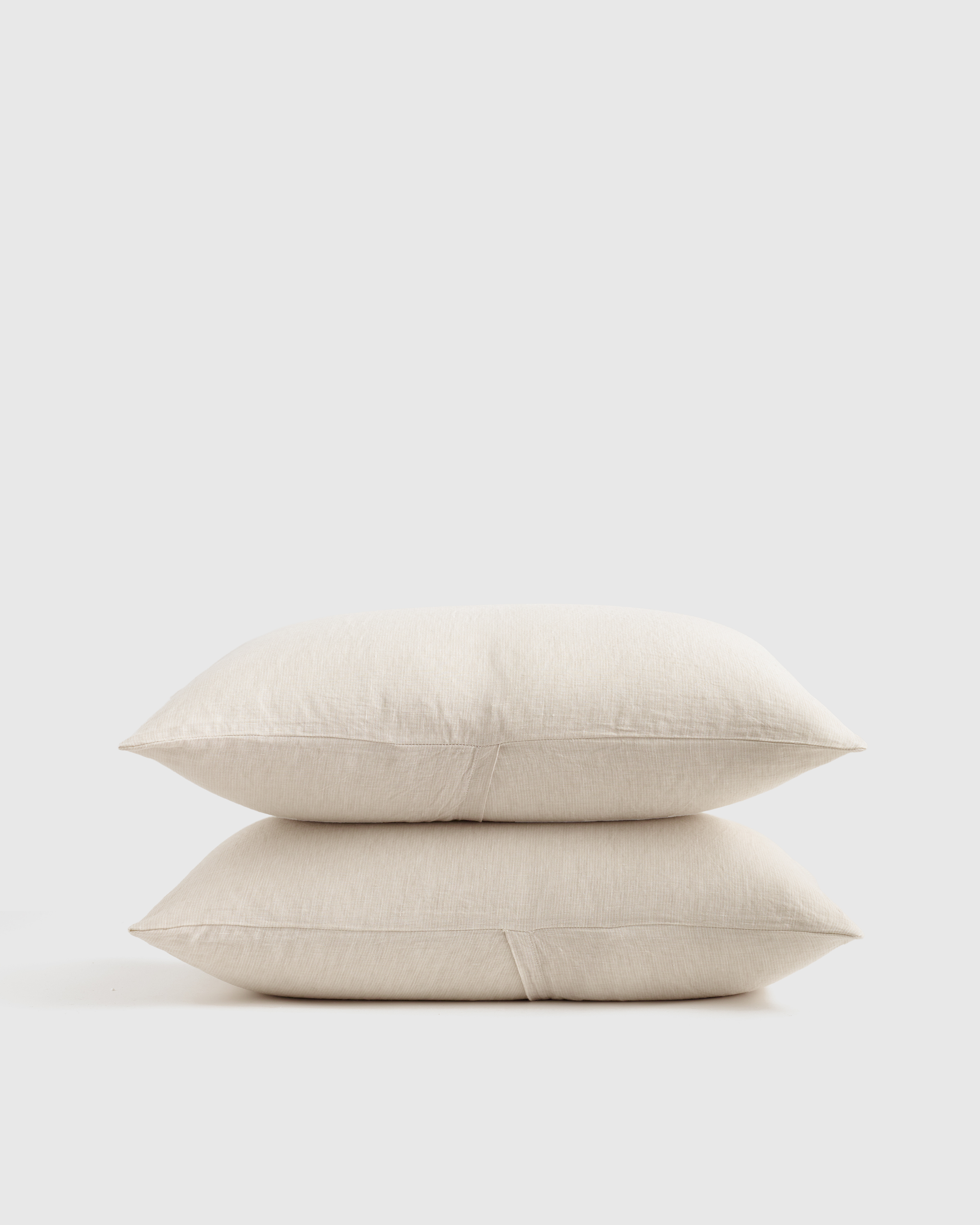 Natural/White Mini Pinstripe European Linen Stripe Sham Set