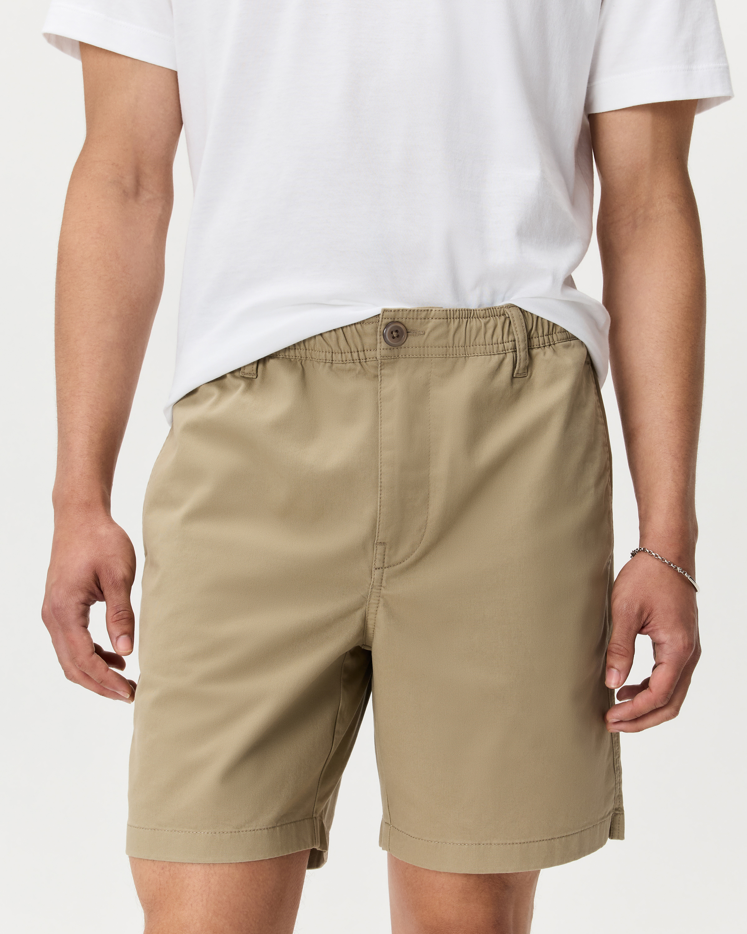 Sand Dune Organic Stretch Cotton Pull On Chino Shorts - 7"
