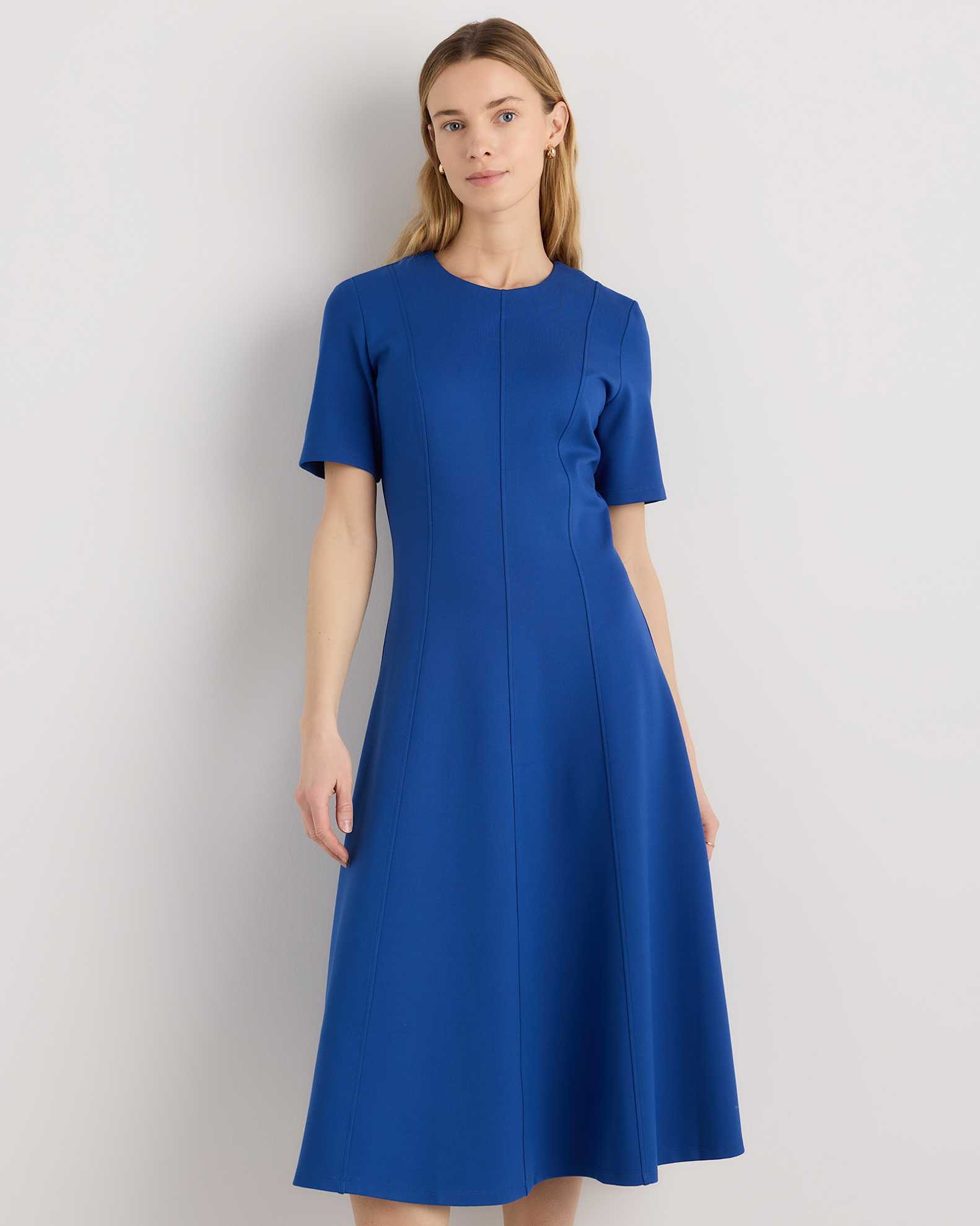 Ultra-Stretch Ponte Short Sleeve Midi Dress Ultra-Stretch Ponte Short Sleeve Midi Dress