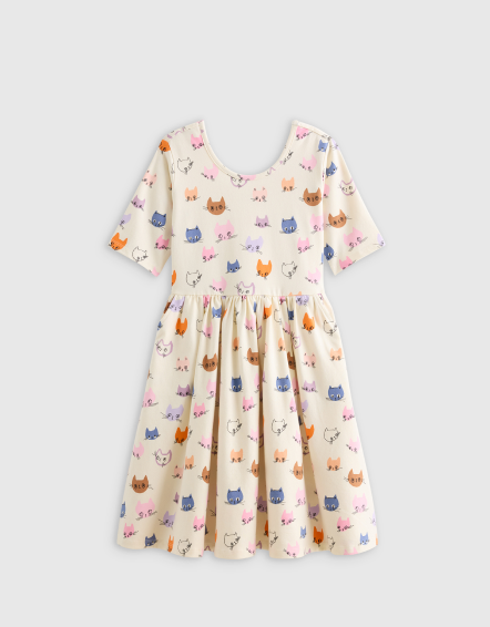 Cat Faces Robe patineuse en coton biologique 