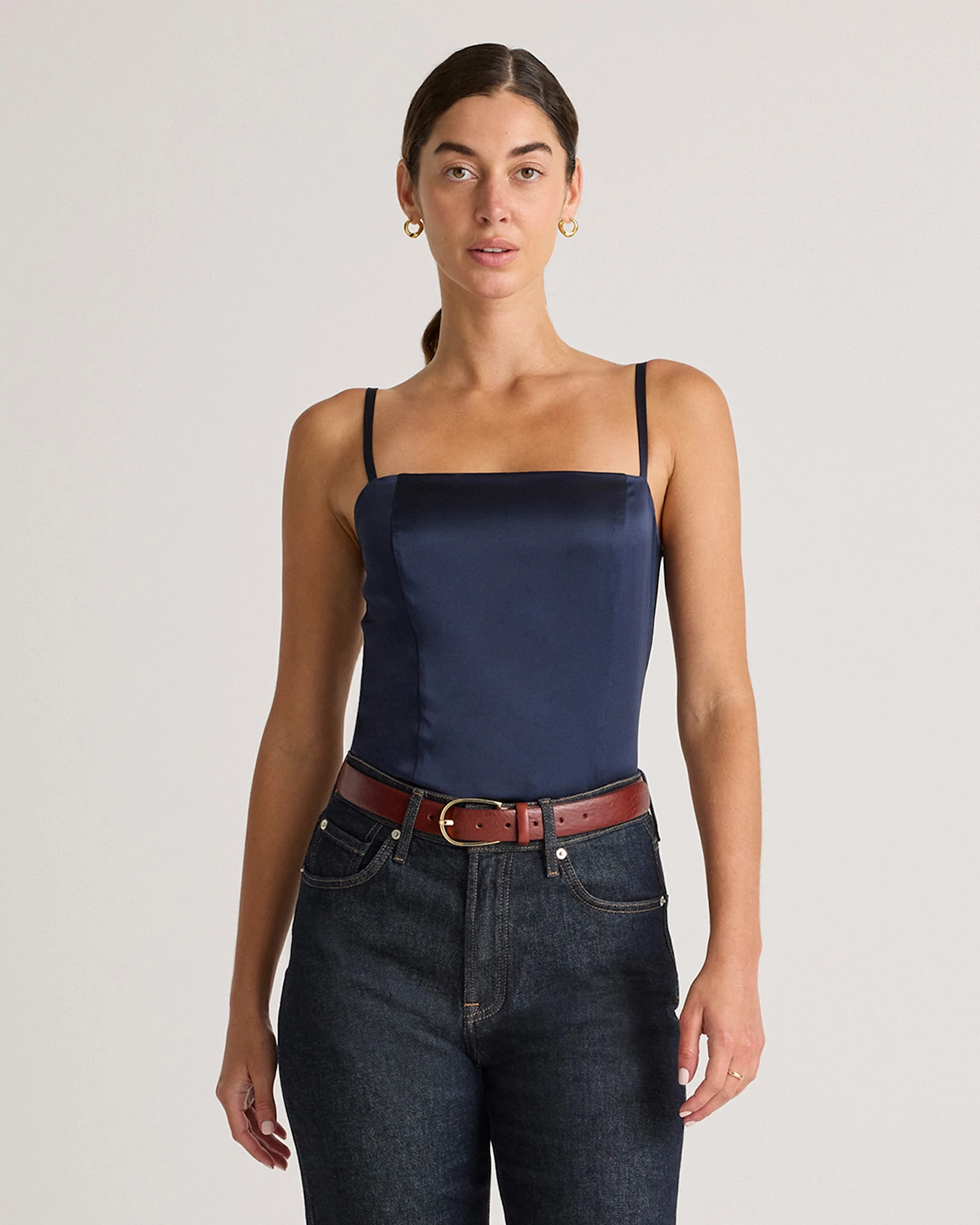 100% Washable Silk Square Neck Tank