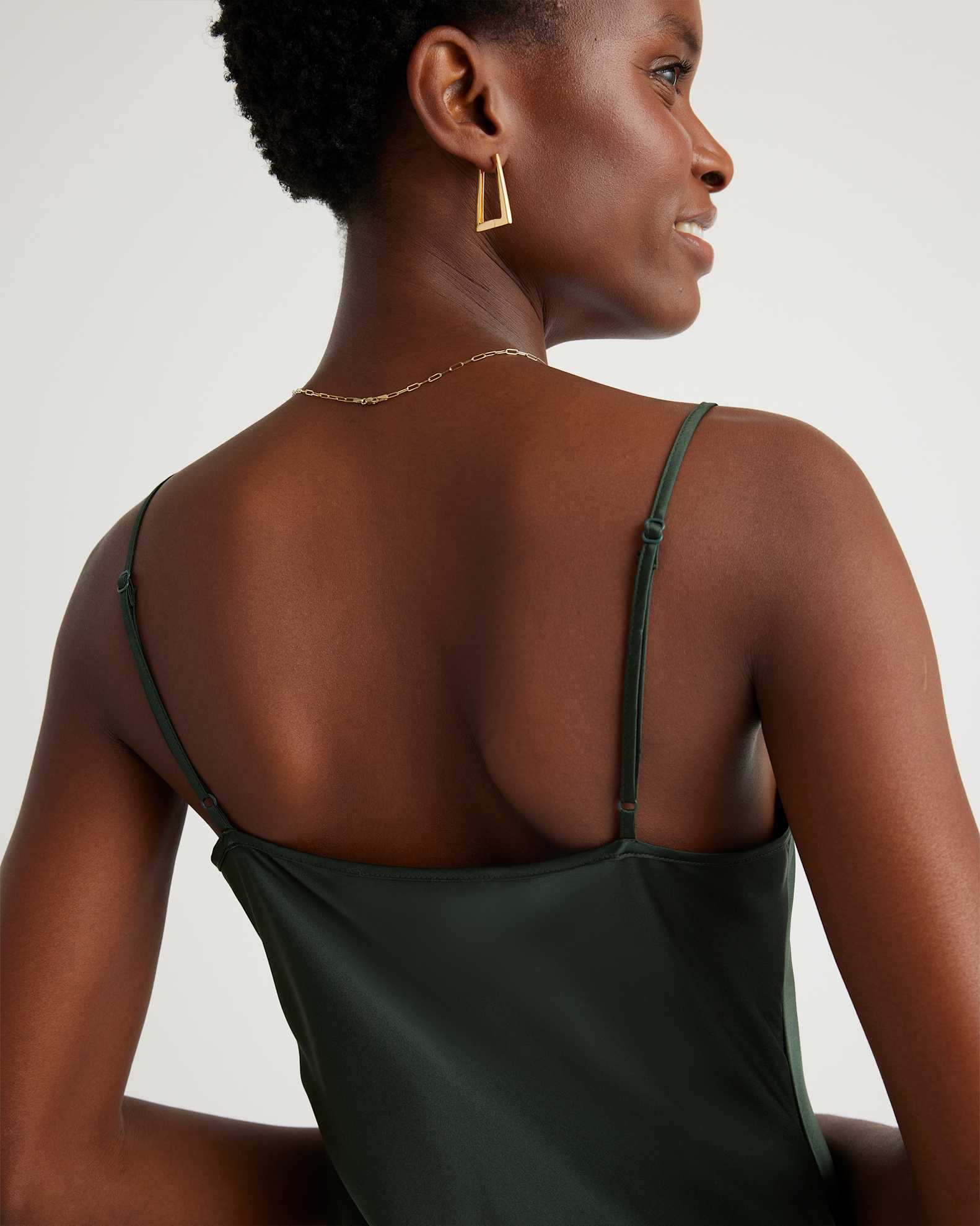Quince Women's 100% Washable Mulberry Silk Slip Dress, Medium Size, Forest Green - Hypoallergenic, Thermoregulating, Midi Length, Bias Cut Quince Women's 100% Washable Mulberry Silk Slip Dress, Medium Size, Forest Green - Hypoallergenic, Thermoregulating, Midi Length, Bias Cut