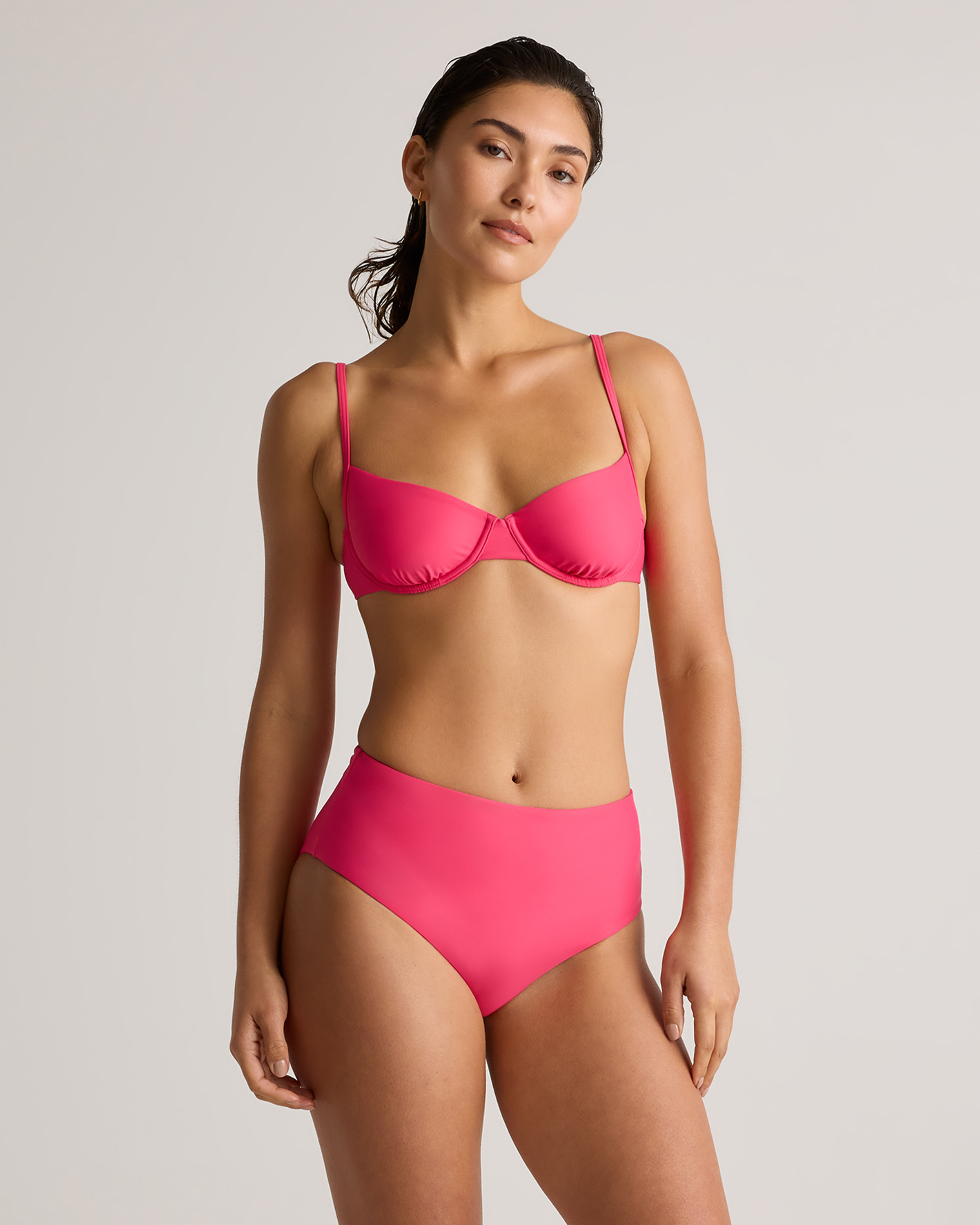 Quince Women's Italian Demi Bikini Top In Hibiscus